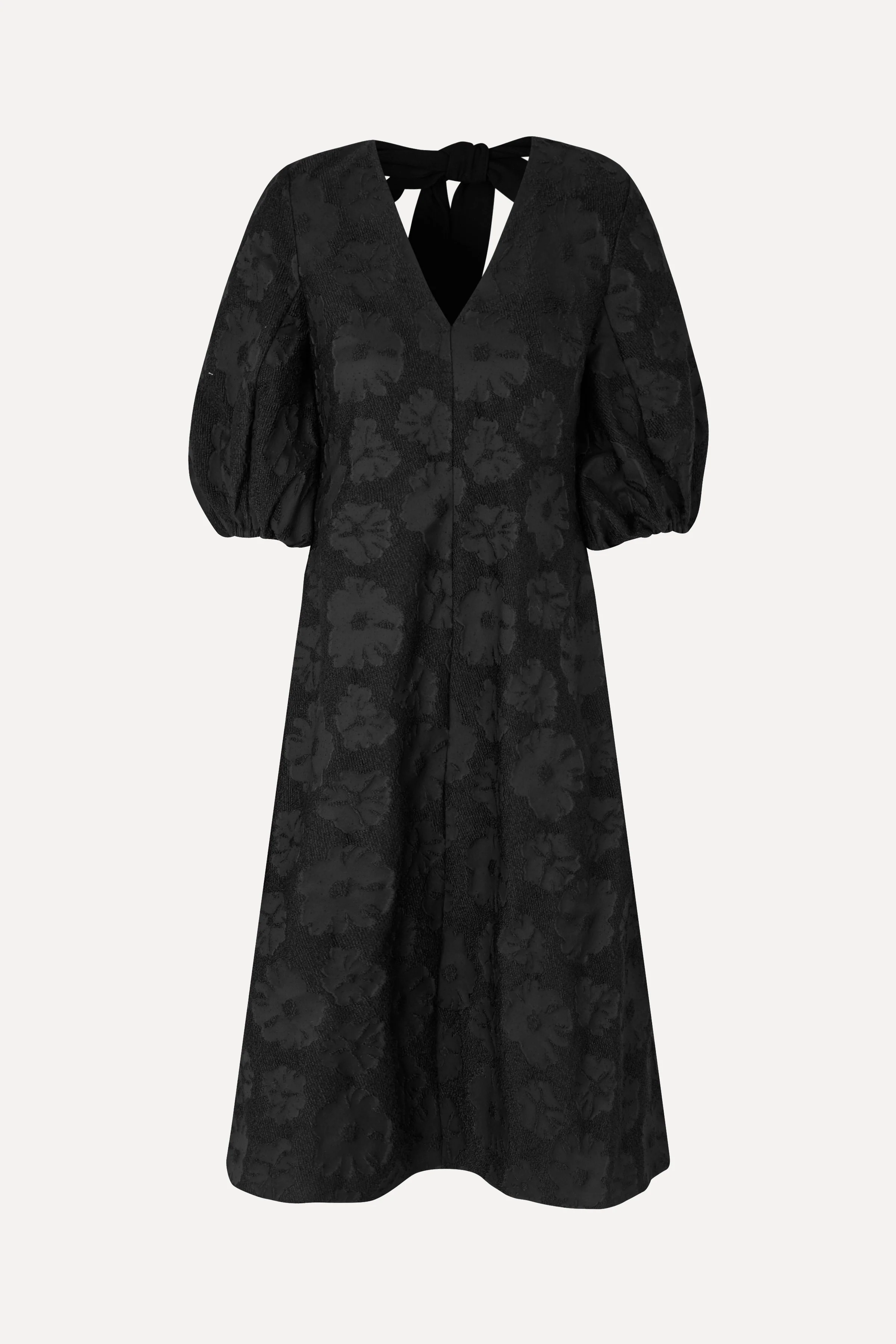 3/4 Volume Sleeves Midi Dress - Anemone Jacquard