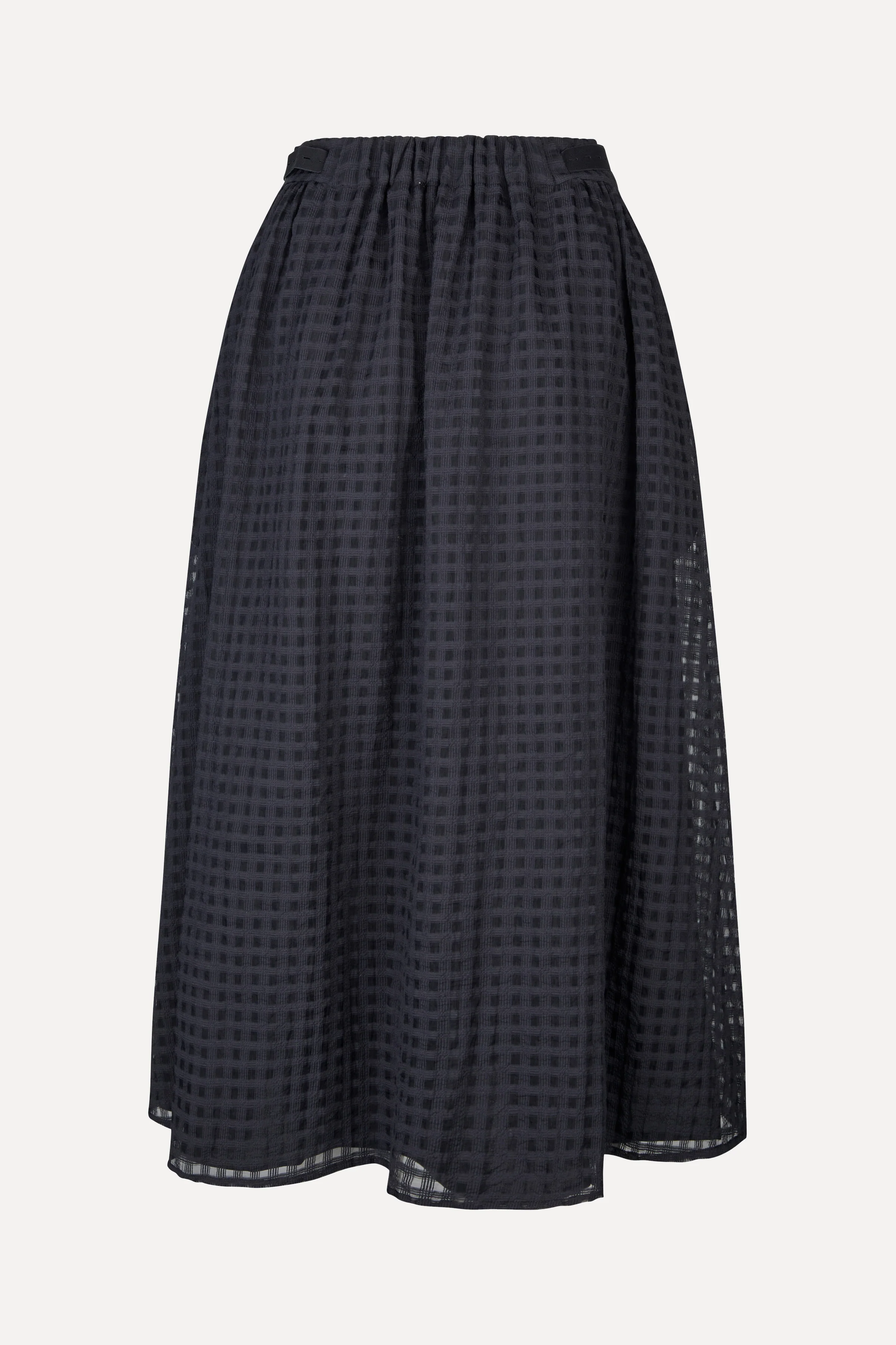 Adjustable Waist Voluminous Midi Skirt - Checkered Organza - Image 3