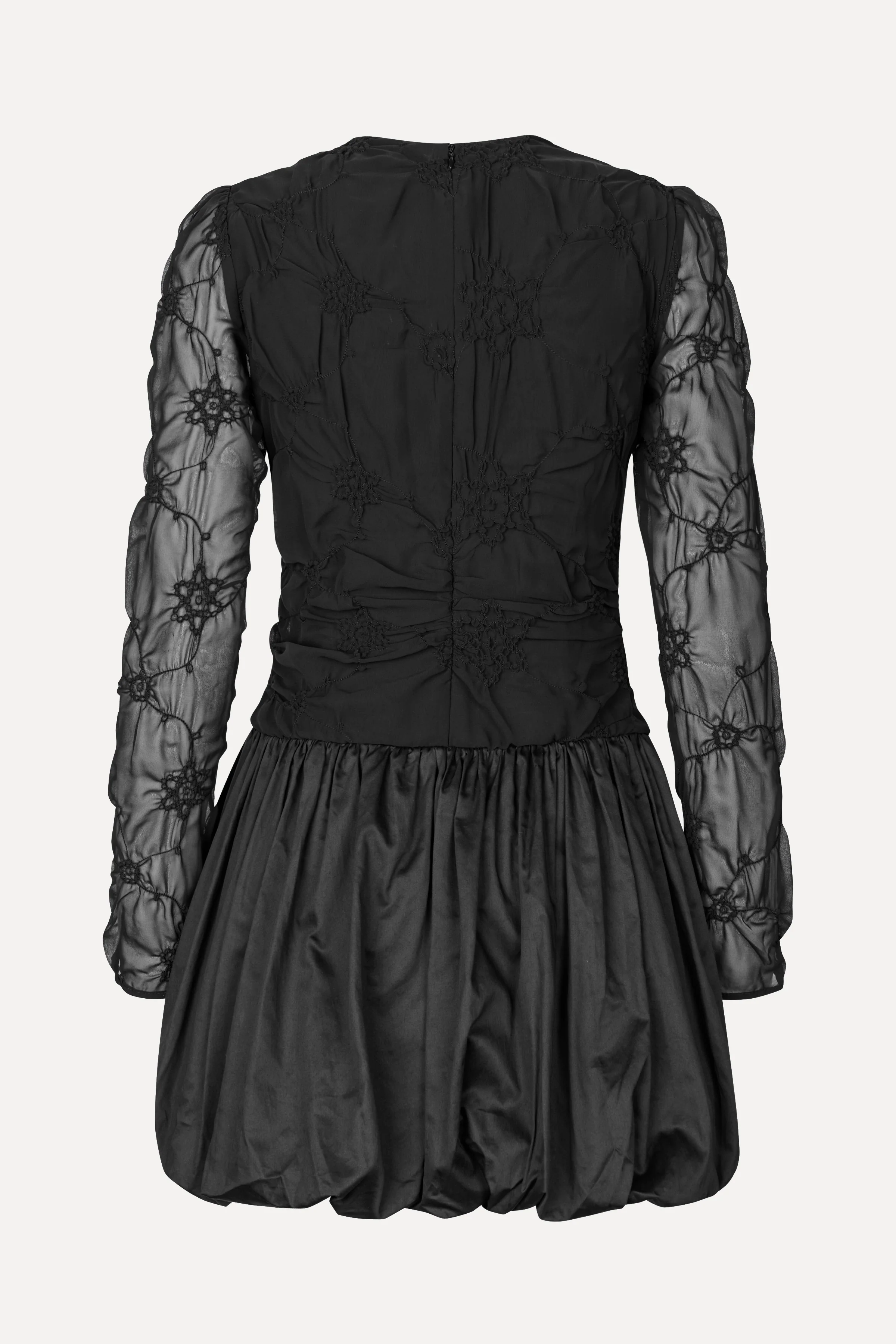 Balloon Long Sleeve Short Dress - Smocked Flowers - Image 4