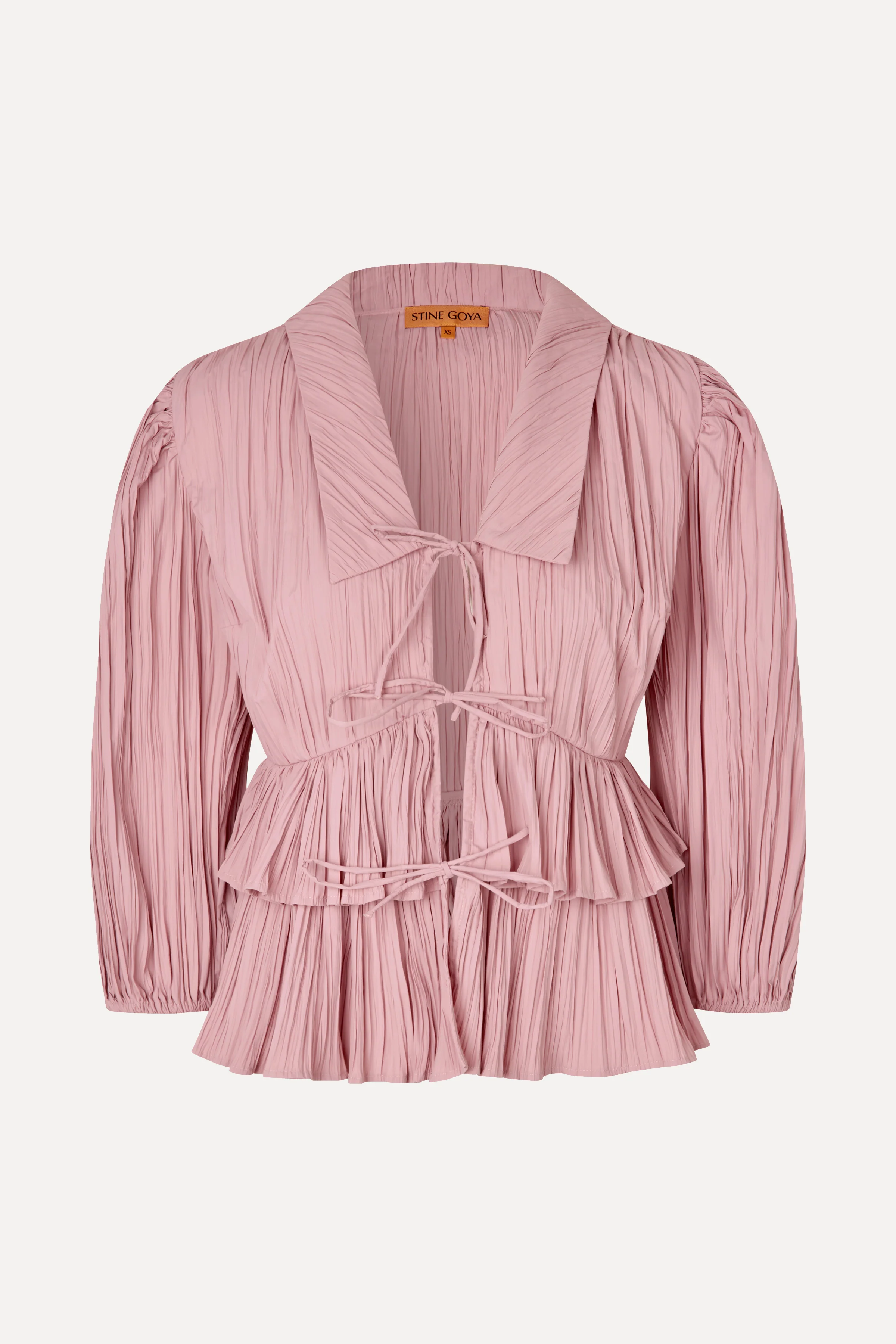 Balloon Sleeve Tie Top - Pink Nectar