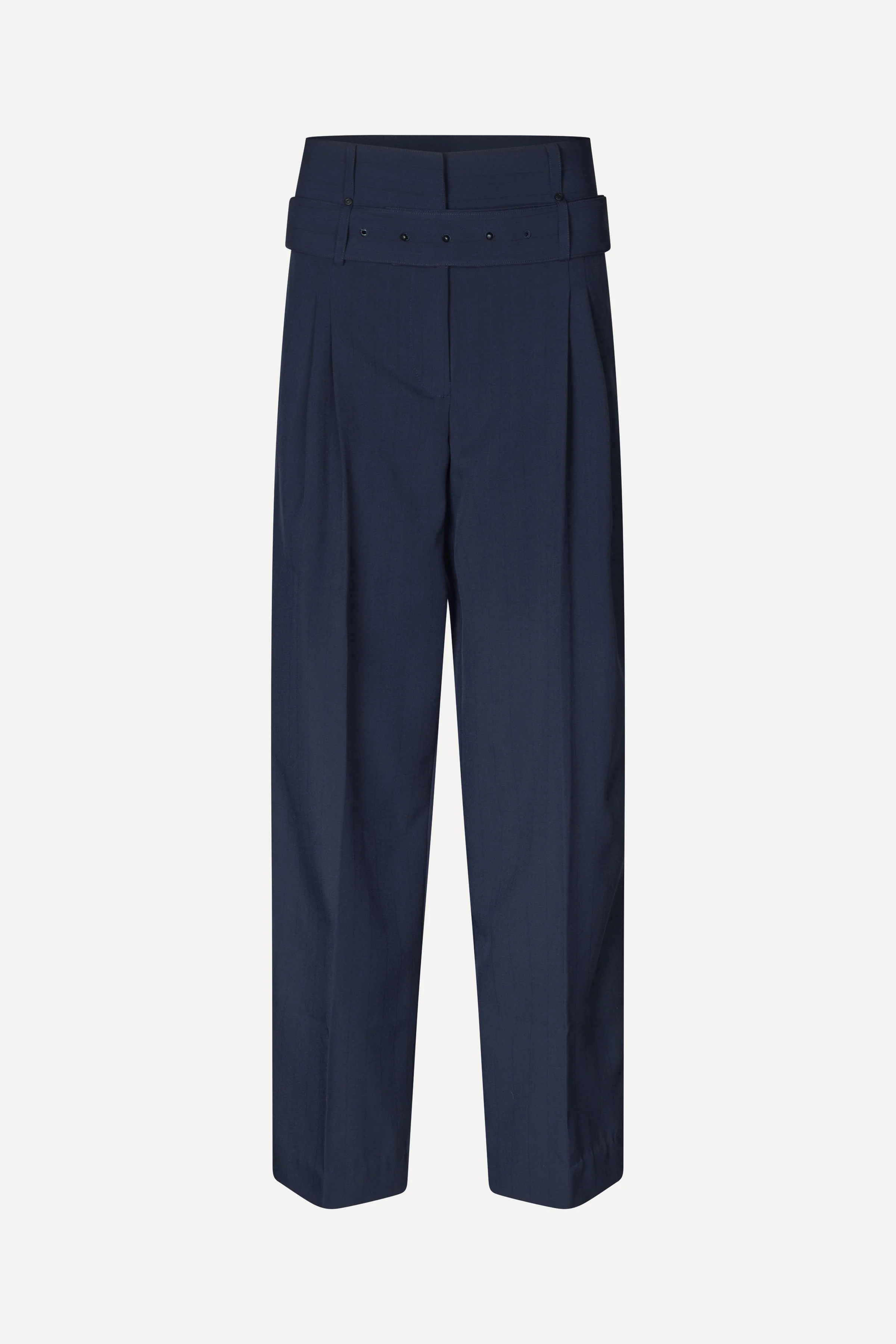 Belted Tailored Pants - Dark Blue