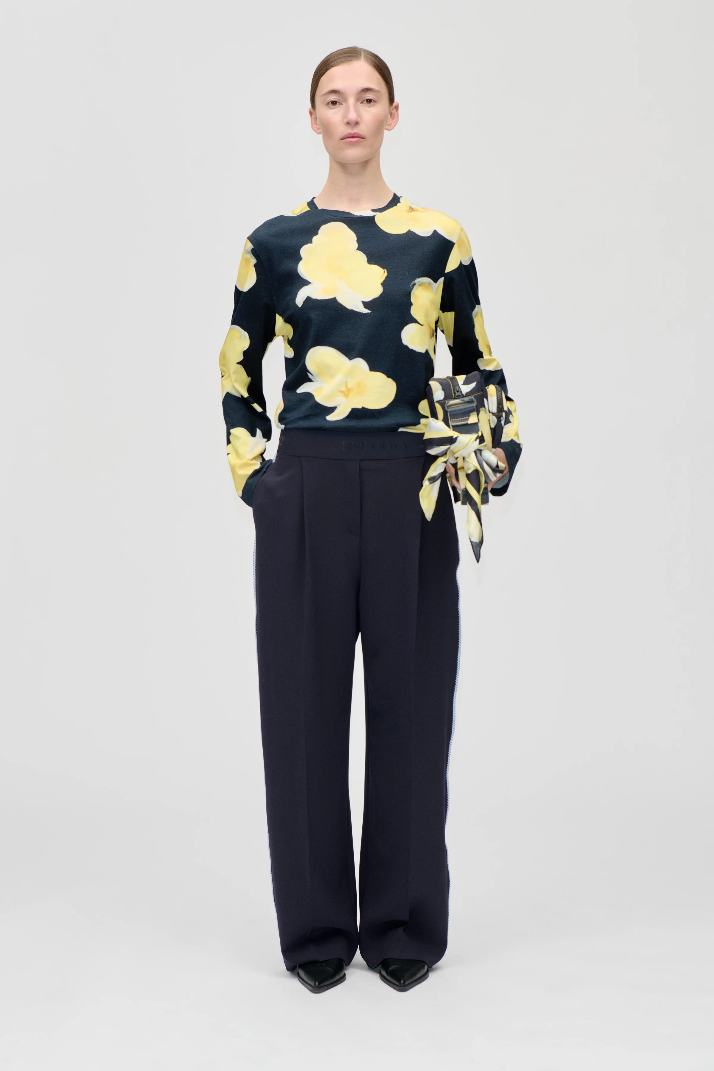 Blanket Stitch Elastic Pants - Parisian Night