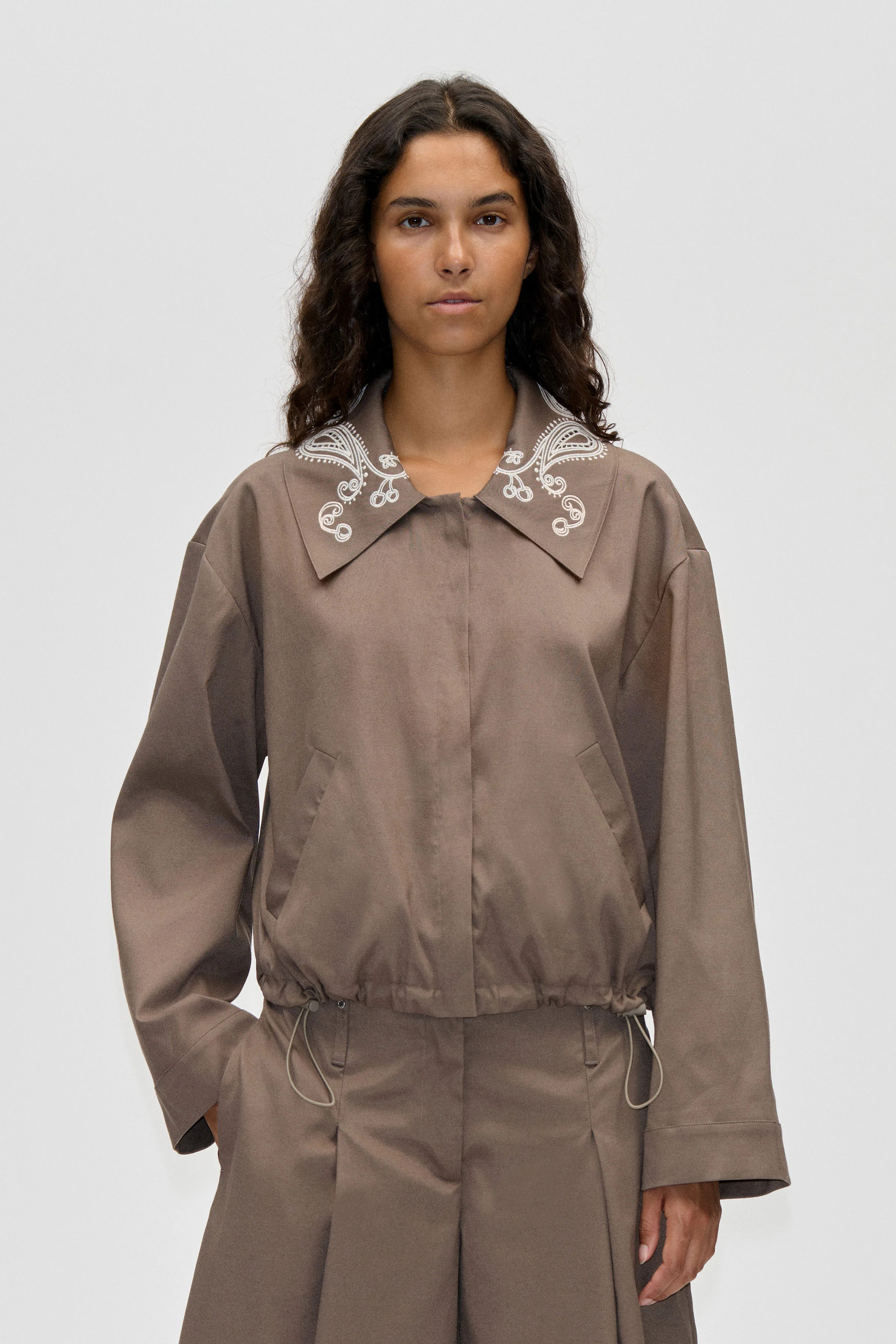 Blouson Eyelet Bomber - Cherries On A Paisley