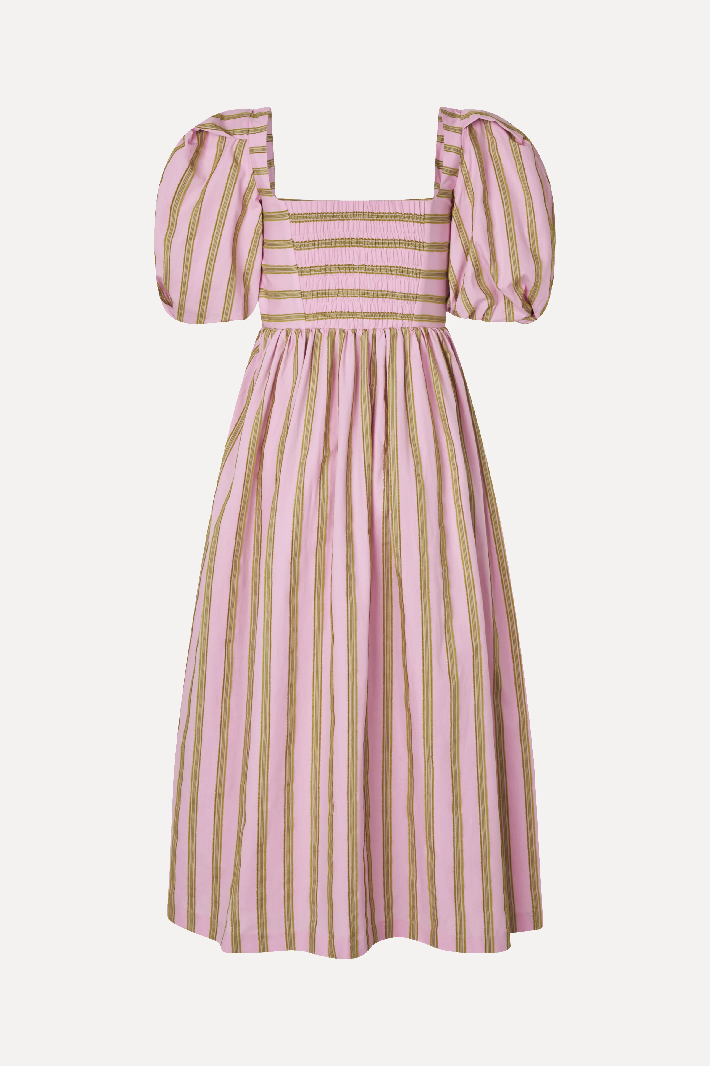 Blouson Sleeve Midi Dress - Wallpaper Stripes - Image 2