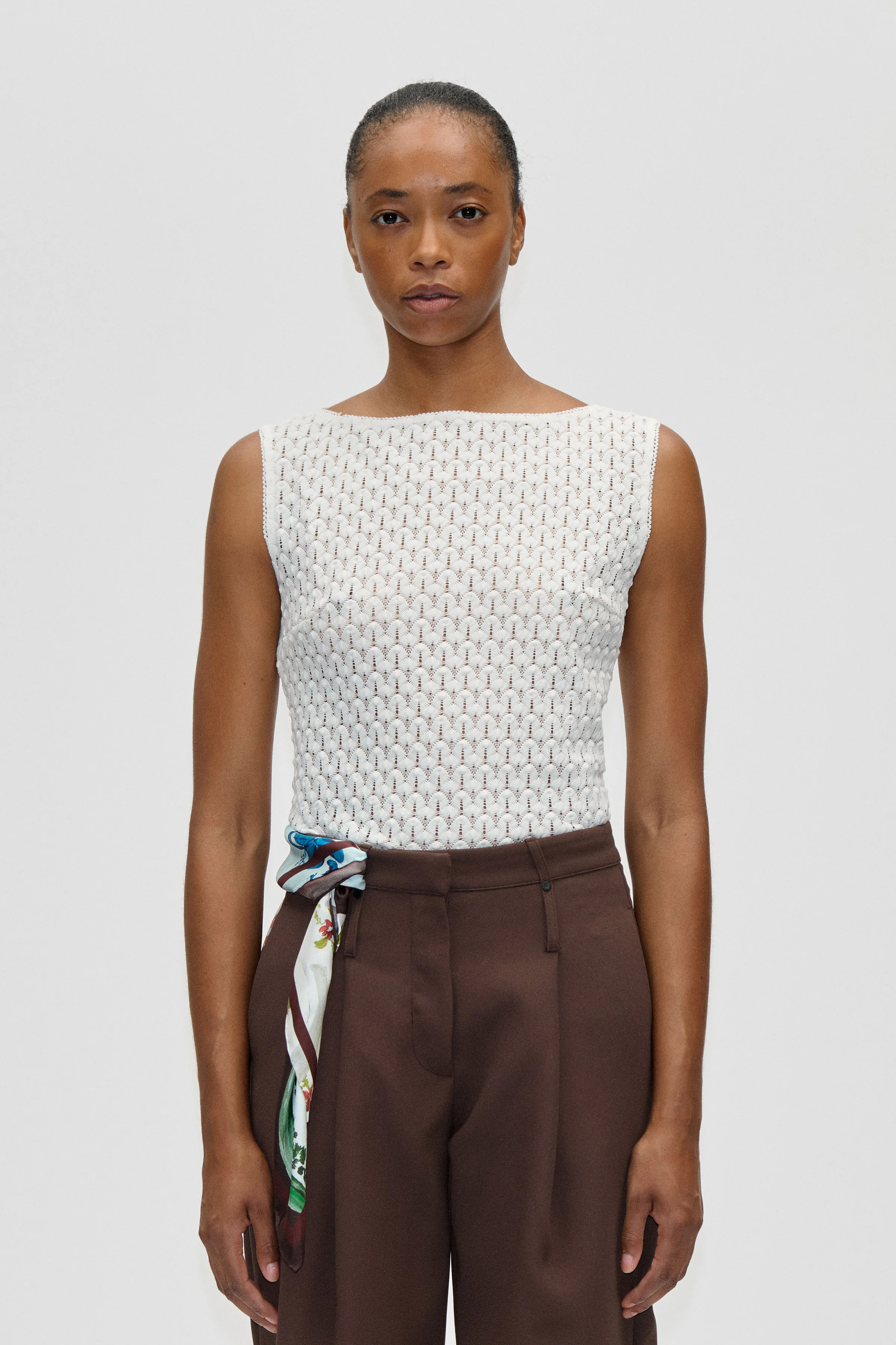 Boatneck Tank Top - White Swan