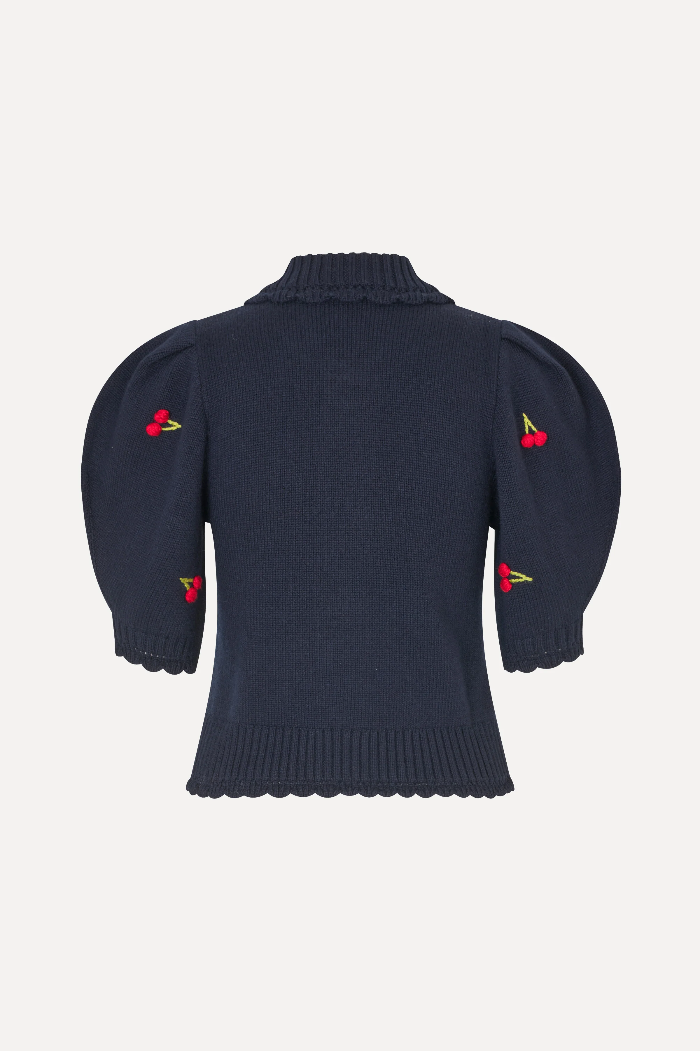 Bobble Knit Polo Cardigan - Cherries Bobble - Image 4