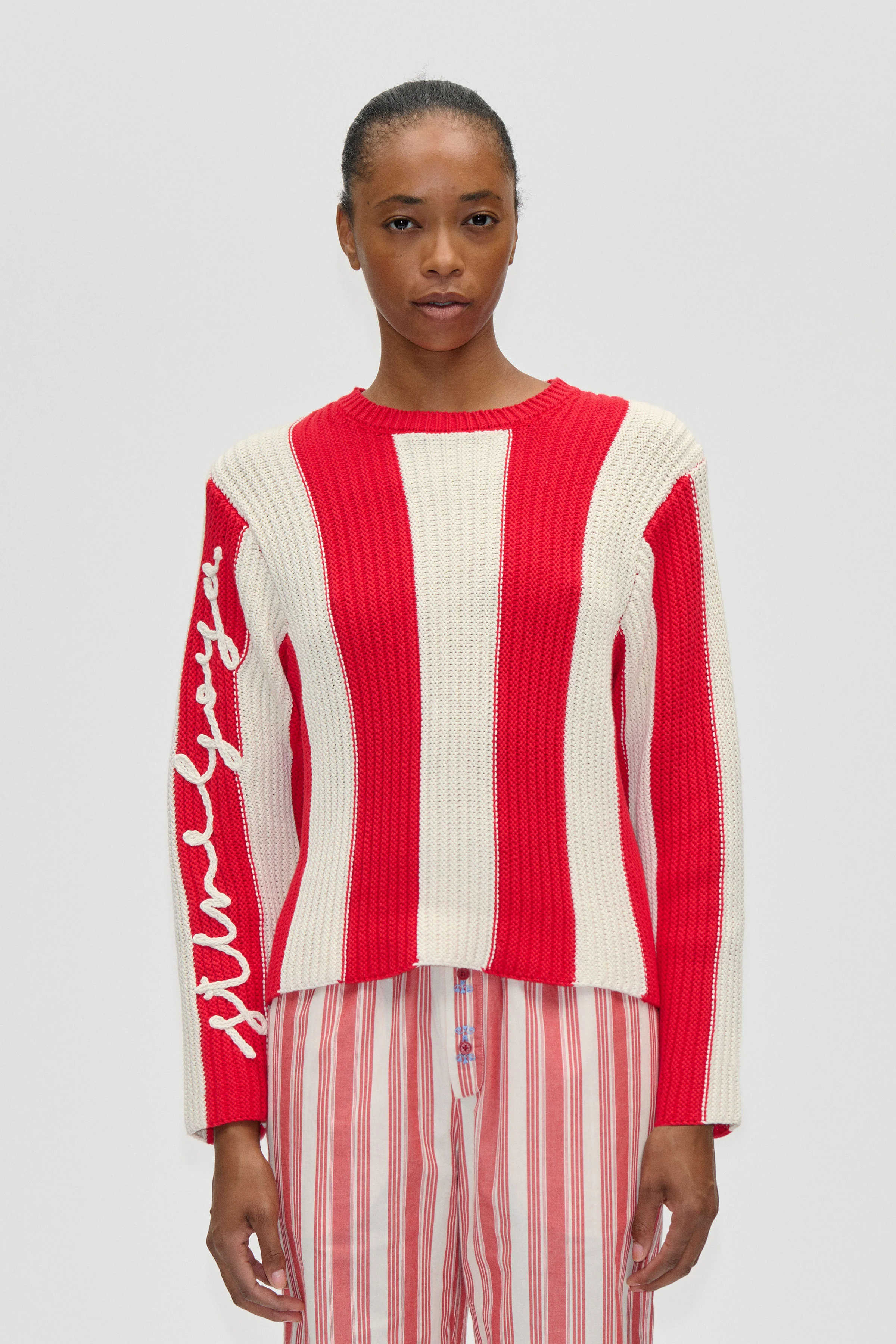 Boxy Motif Sweater - Equestrian Stripes
