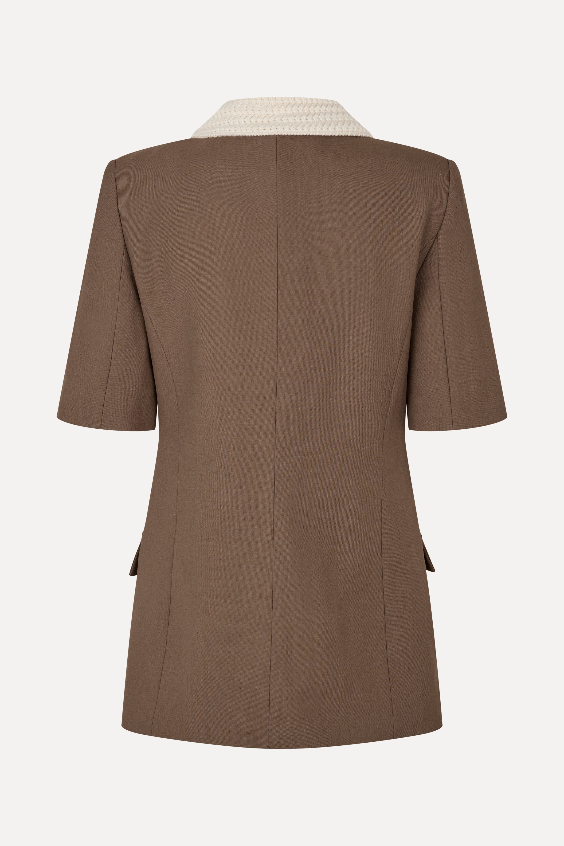 Boxy Short Sleeve Tailoring Jacket - Chicory Coffee - Image 2