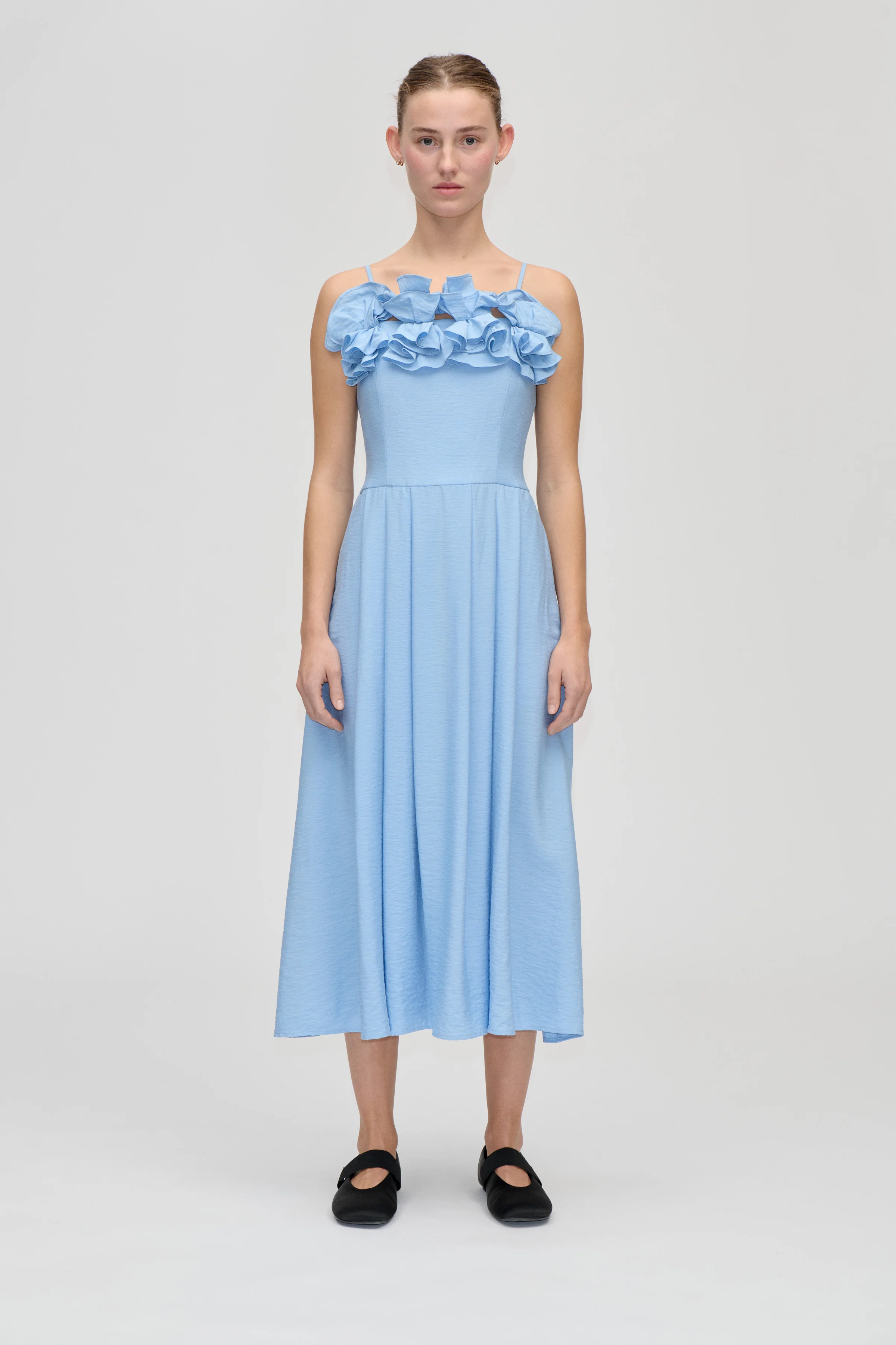 Bustier Dress With Flower Details - Bel Air Blue