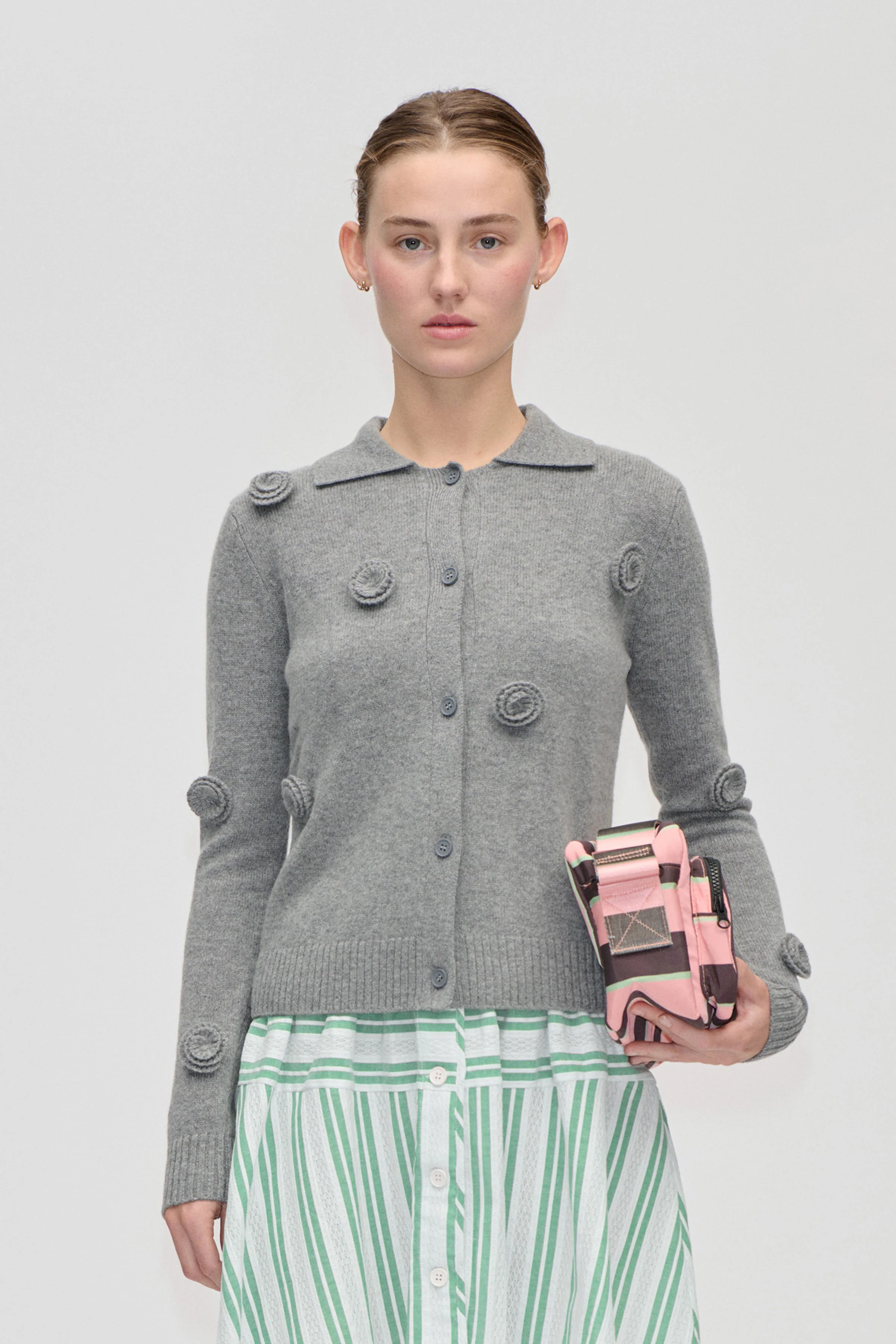 Button Up Long Sleeve Polo Knit - Flint Gray