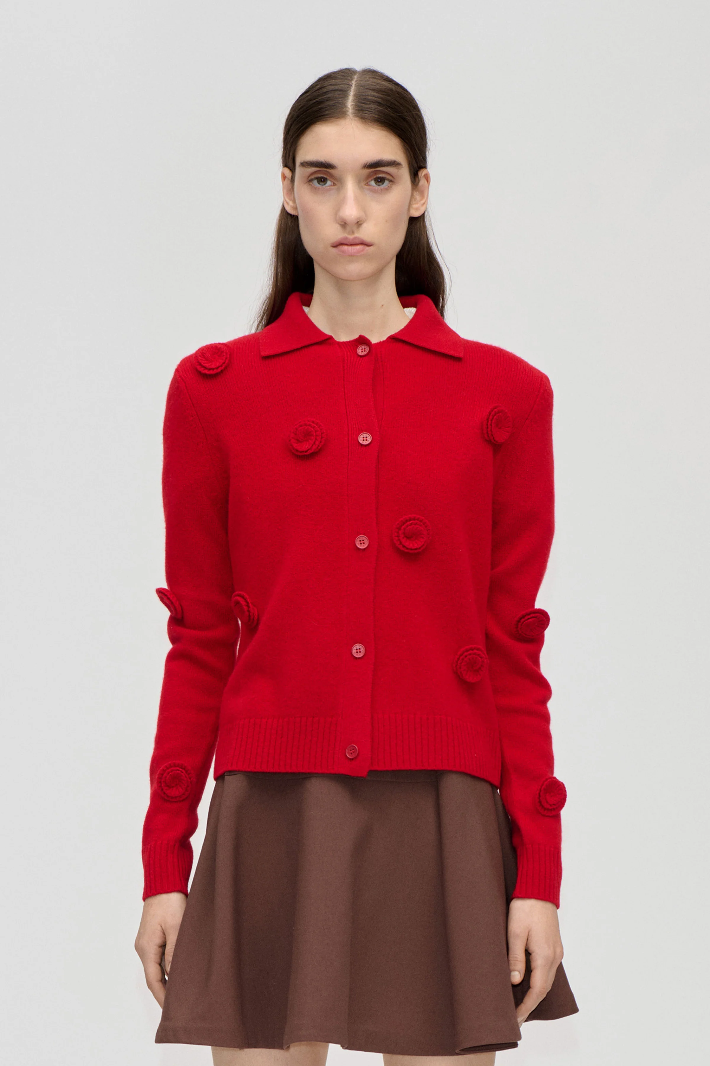 Button Up Long Sleeve Polo Knit - Velocity Red
