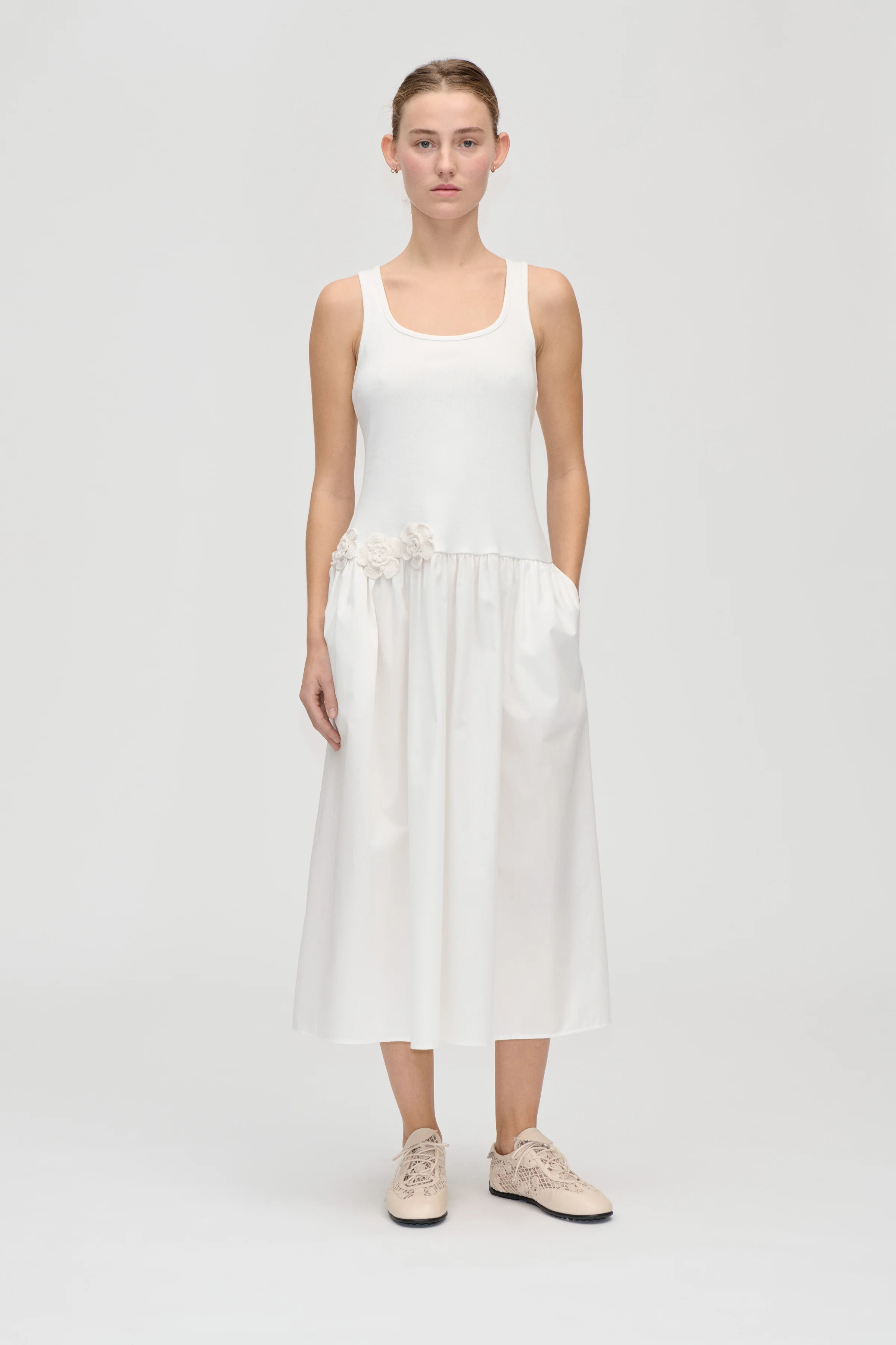 Casual Tank Midi Dress - Off White