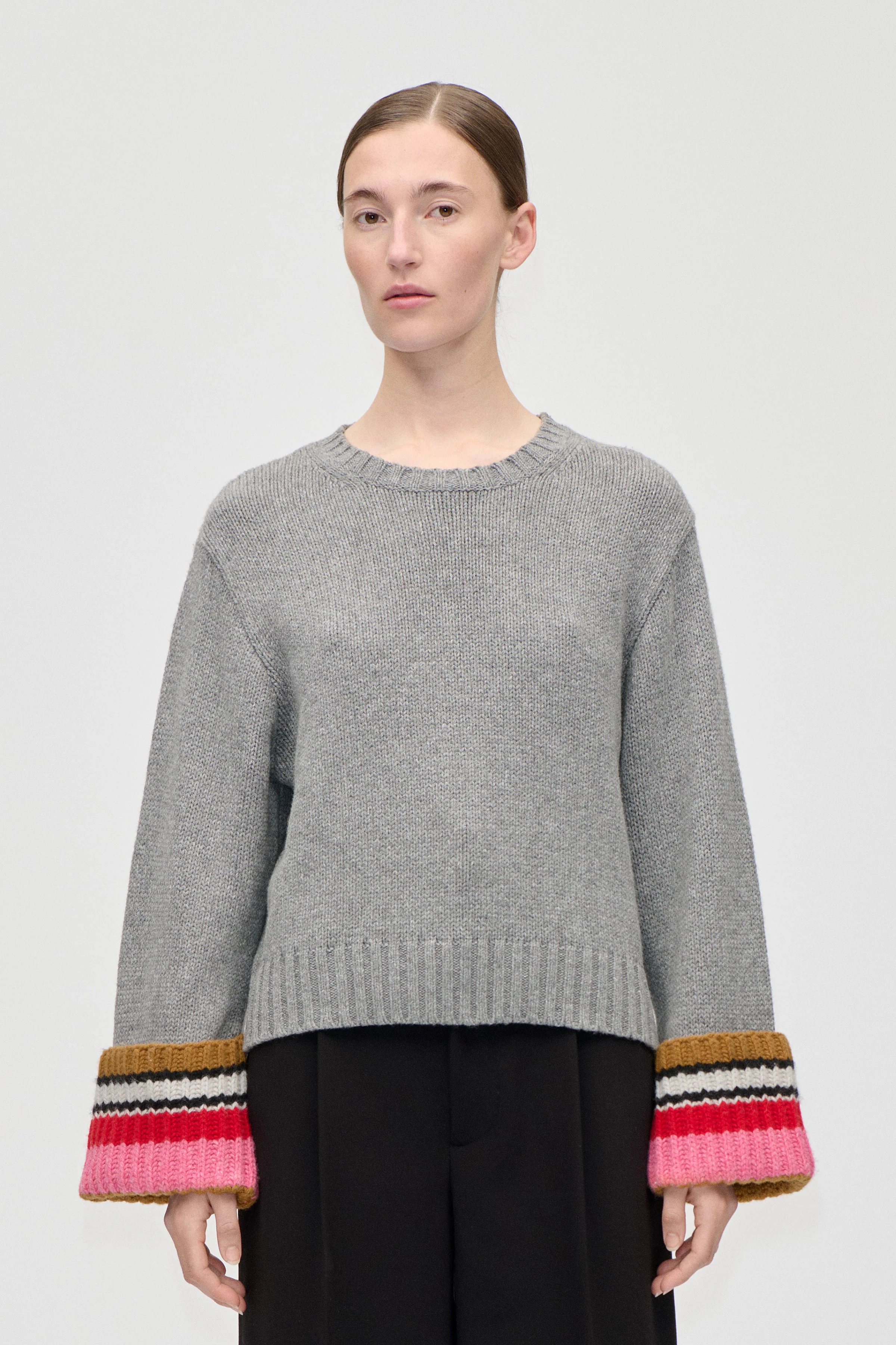 Chunky Sleeve Sweater - Pink Multistripes