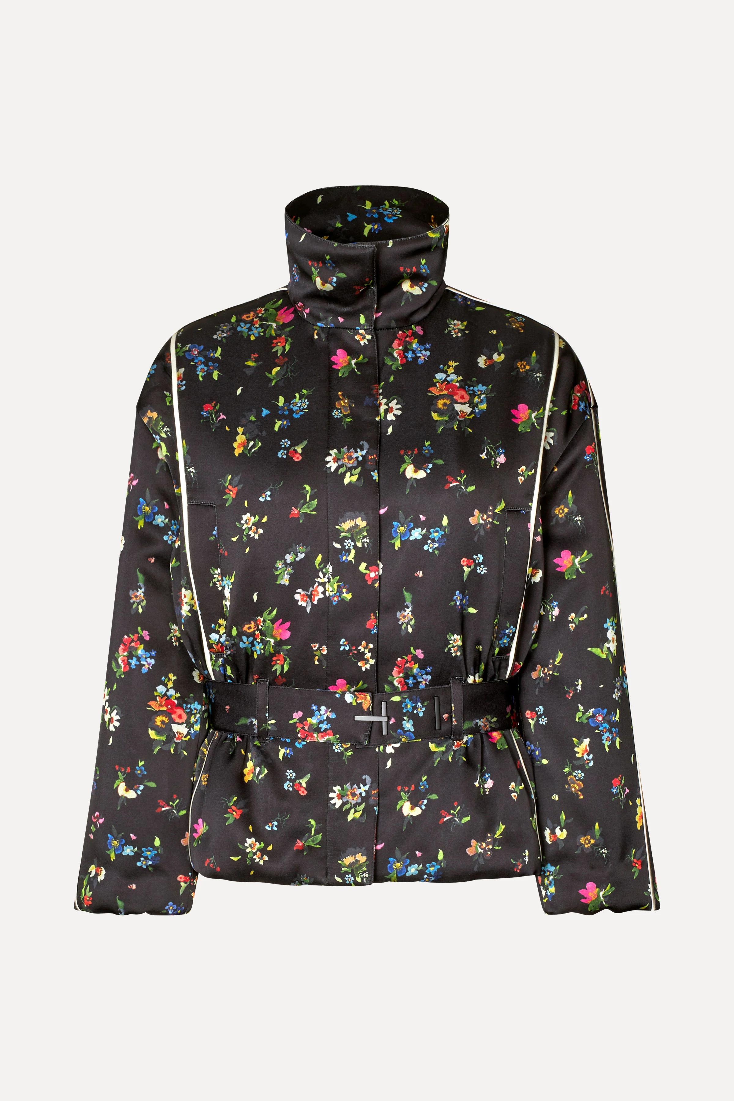 Cinched Aviator Bomber Jacket - Magnolia Garden