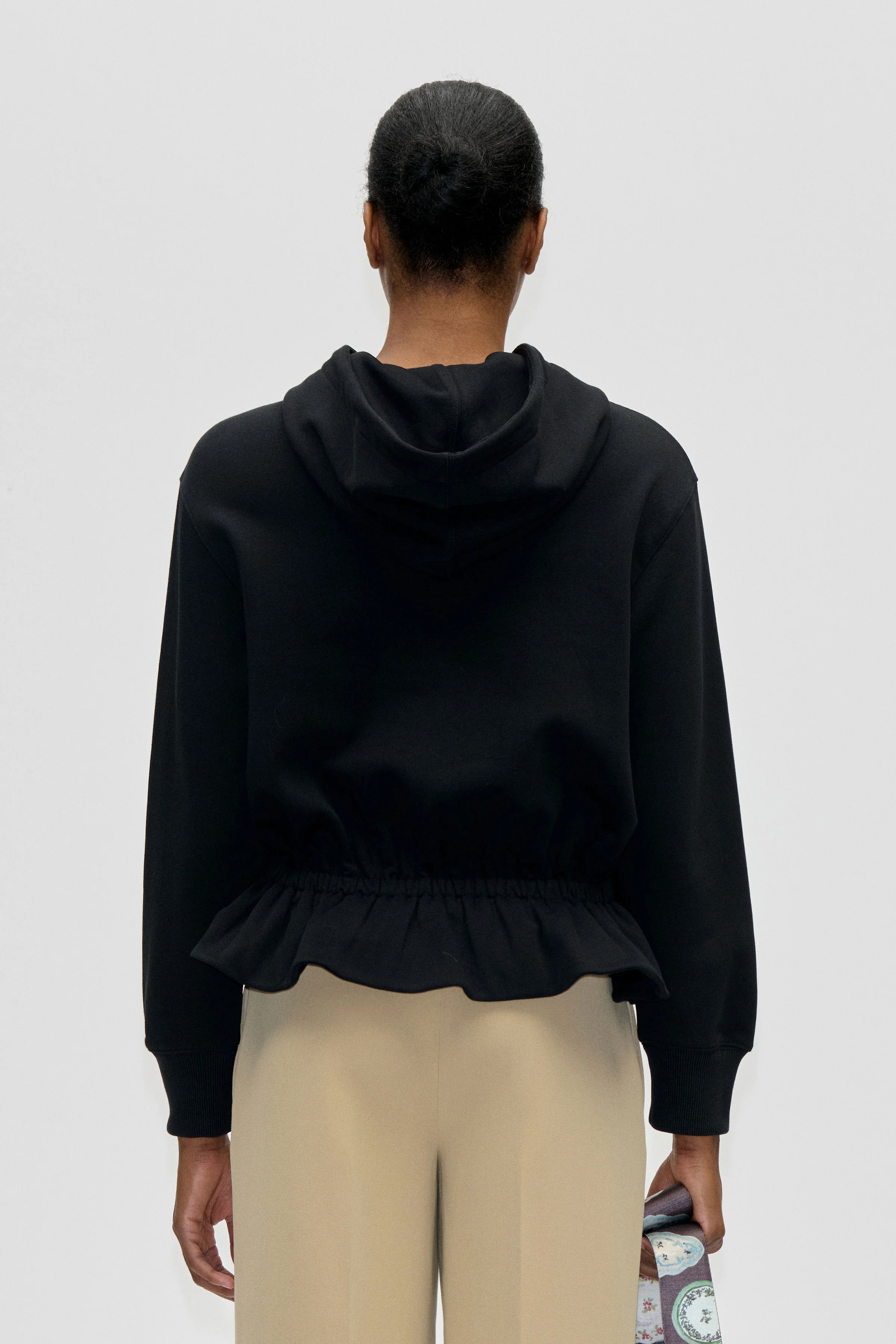 Cinched Waist Sweatshirt - Black - Image 2