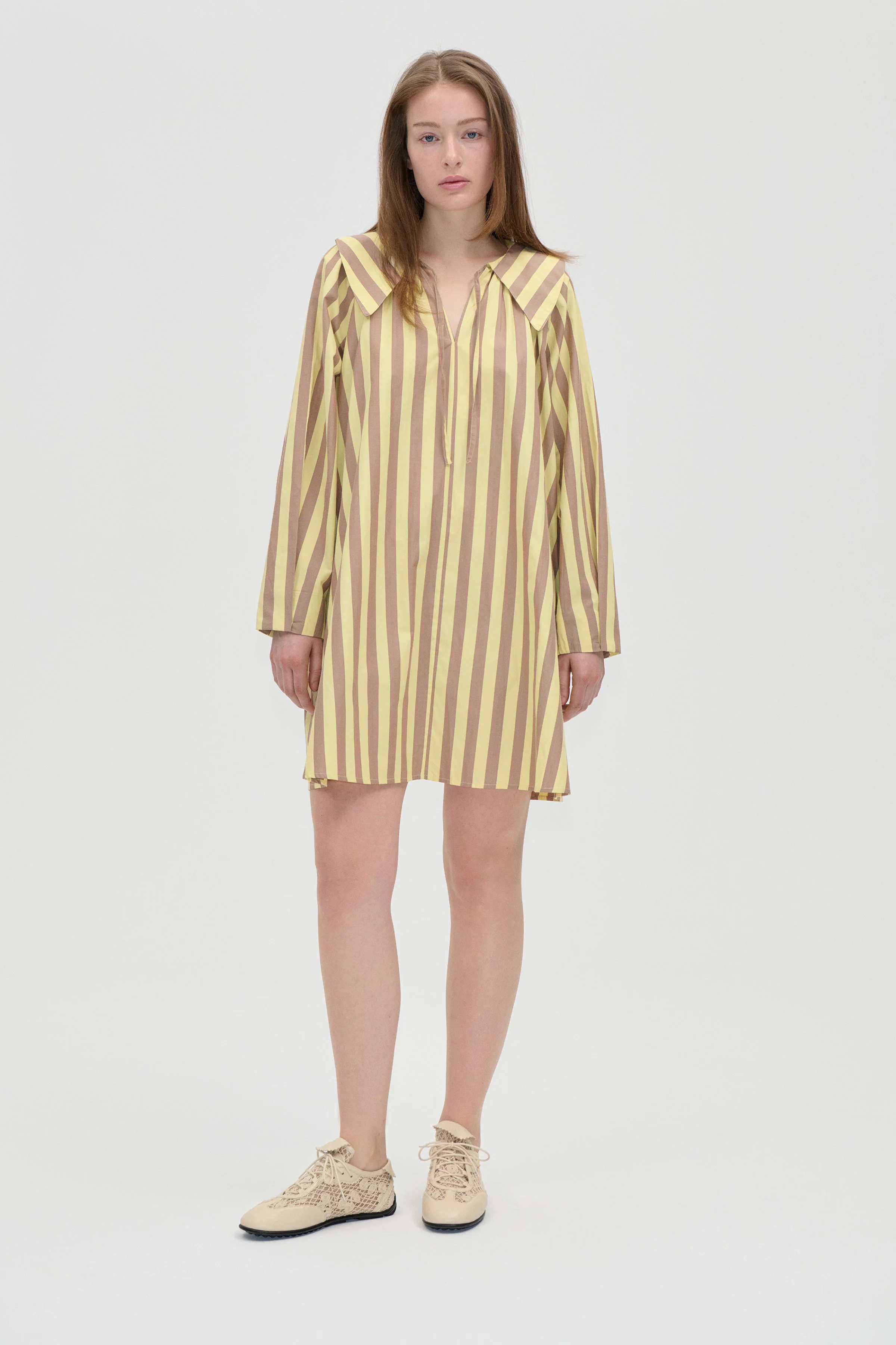 Collared Voluminous Dress - Equestrian Sun
