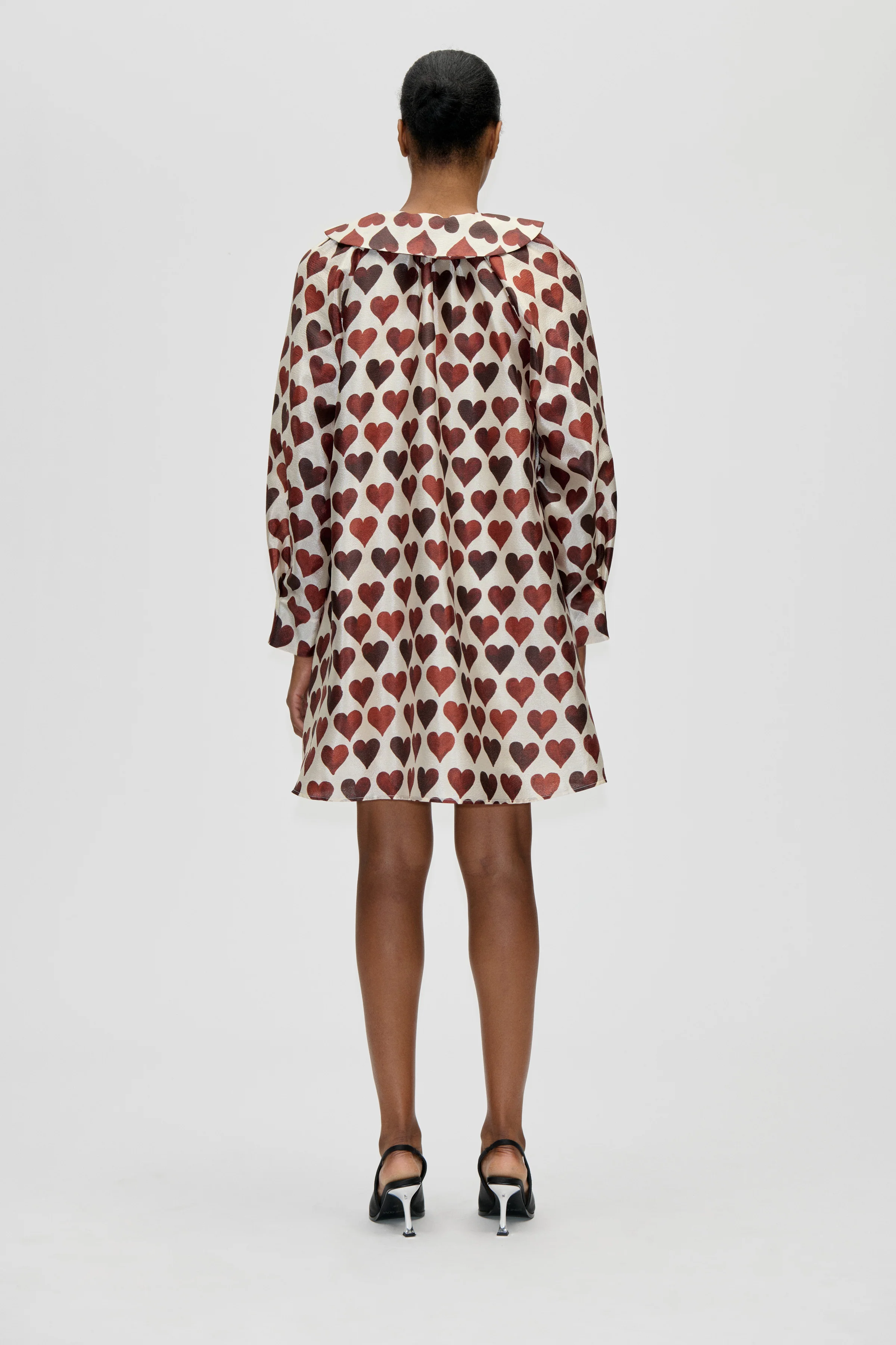 Collared Voluminous Dress - Hearts - Image 2