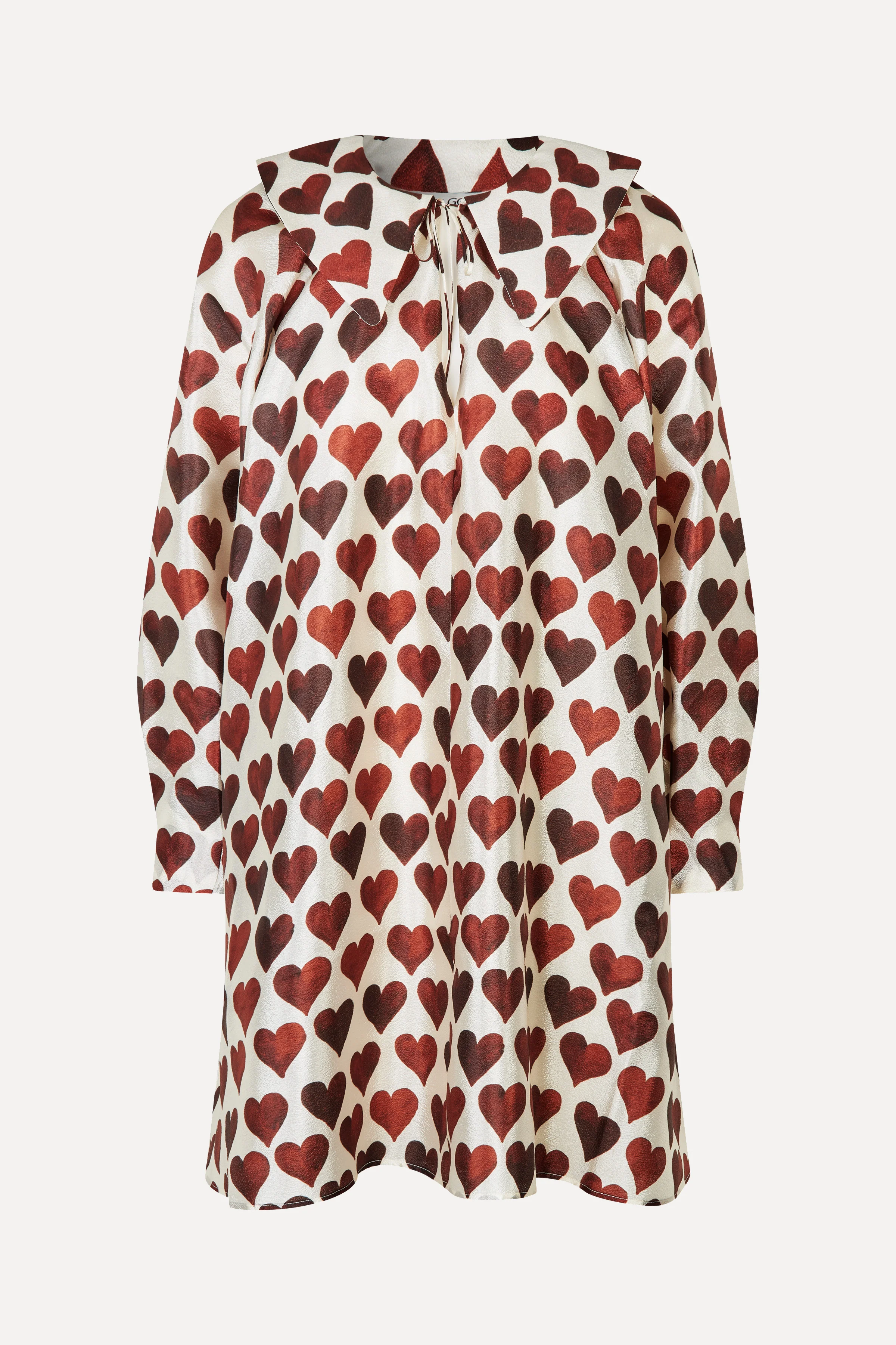 Collared Voluminous Dress - Hearts - Image 3