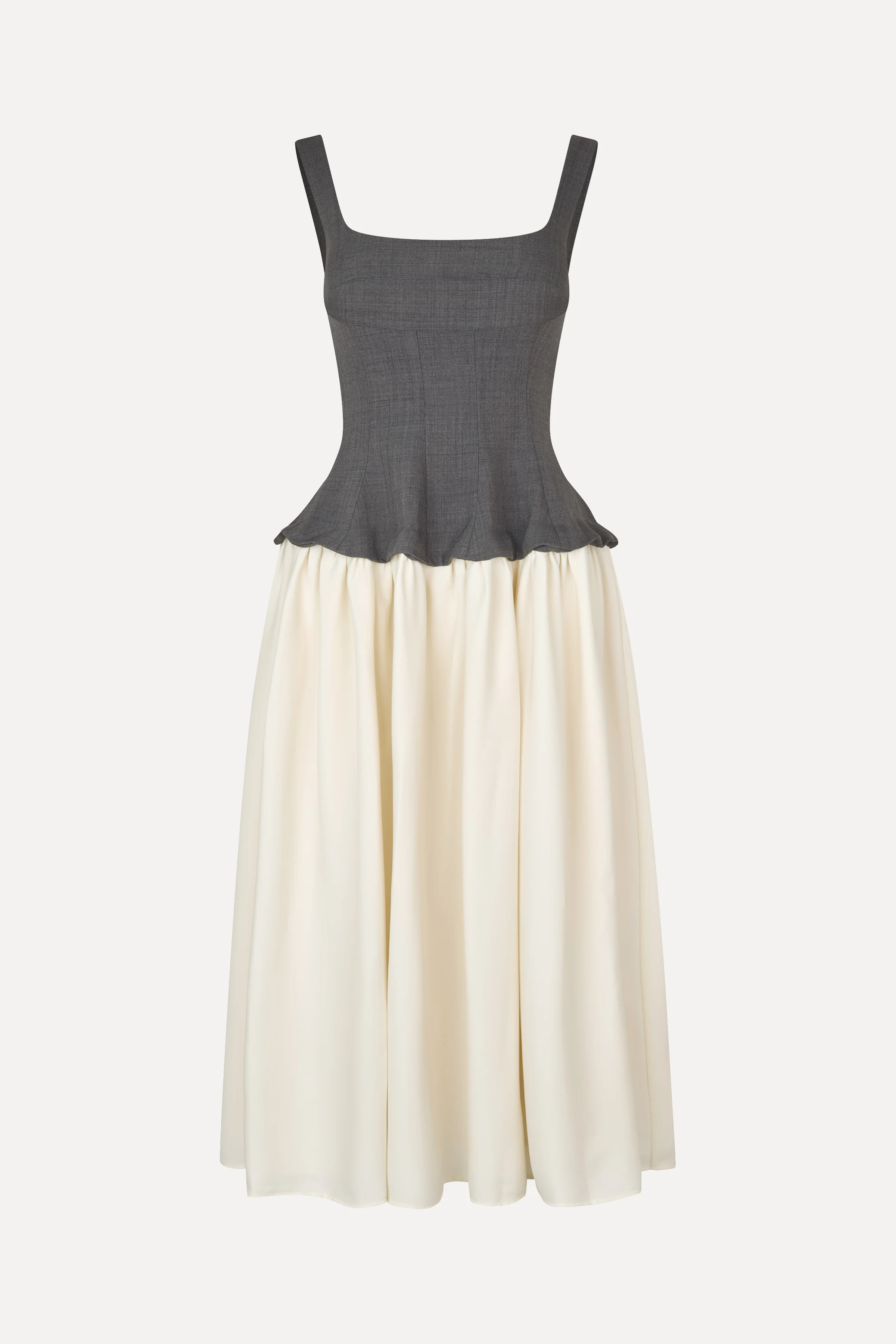 Corset Long Dress - Melange Grey / Cream - Image 3