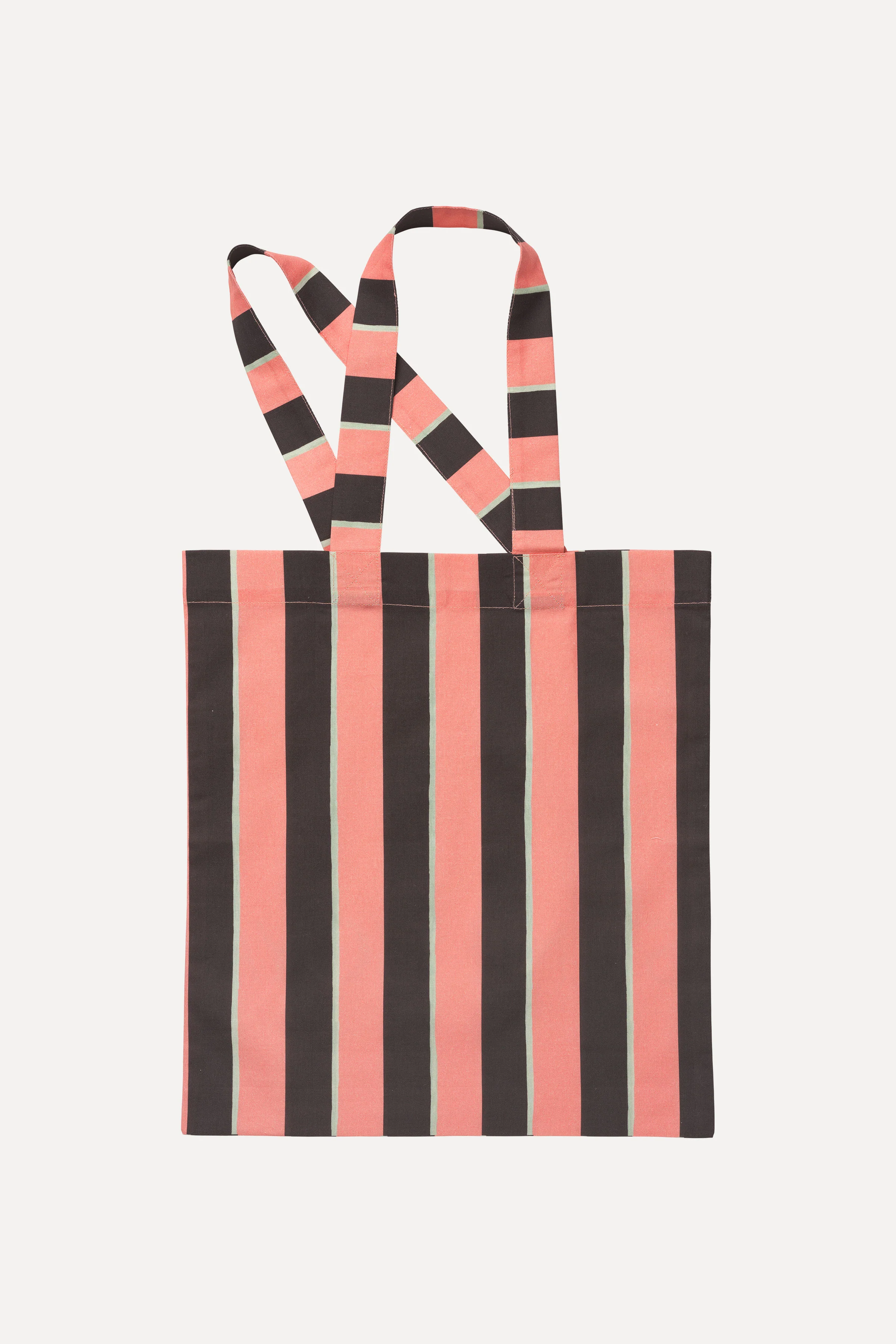 Cotton Tote - Rosewood Mint Stripes - Image 2