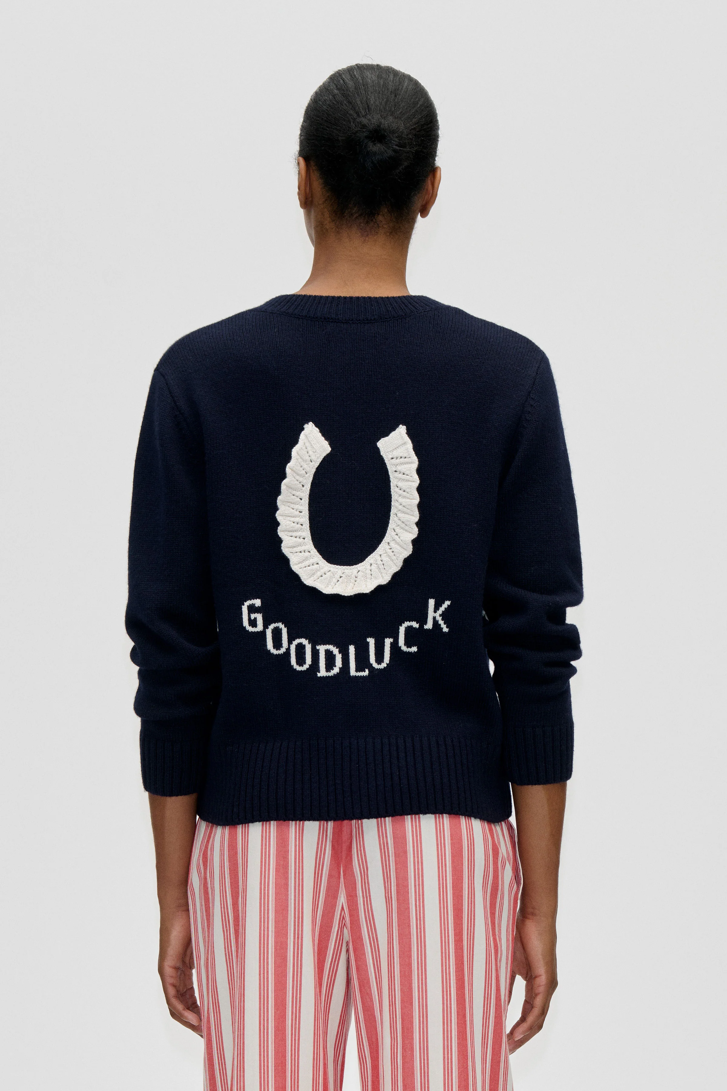Crewneck Button-up Cardigan - Lucky Horse - Image 2