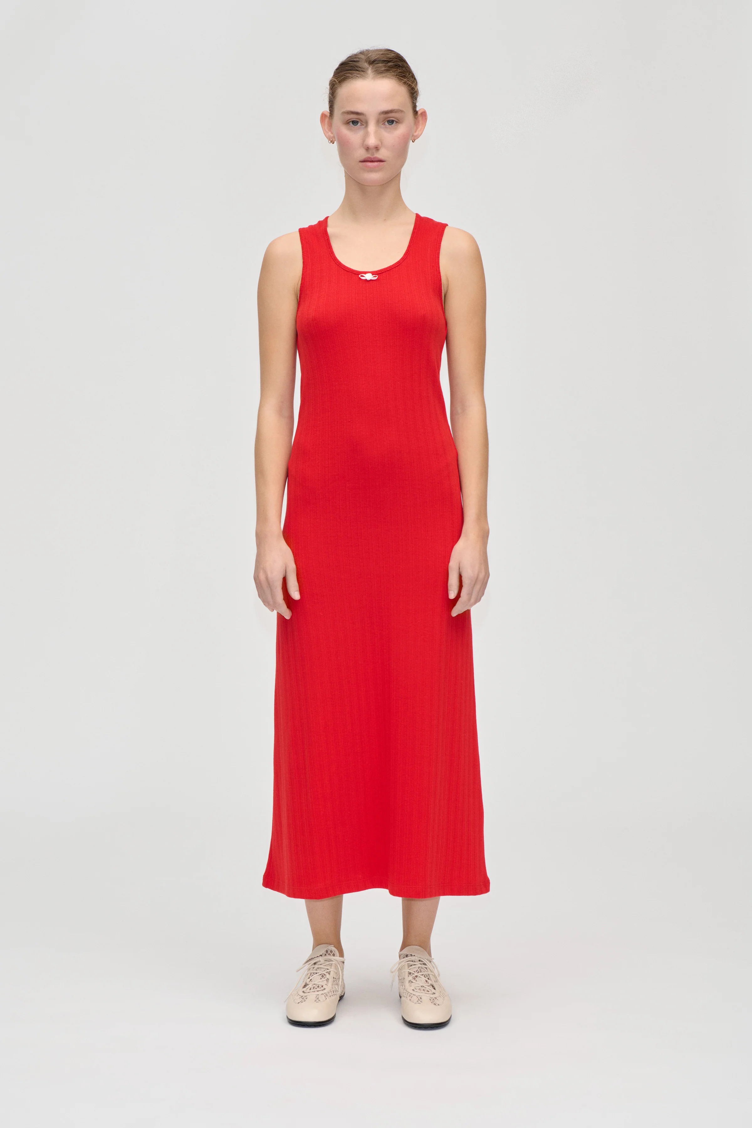 Deep Neckline Tank Dress - Velocity Red