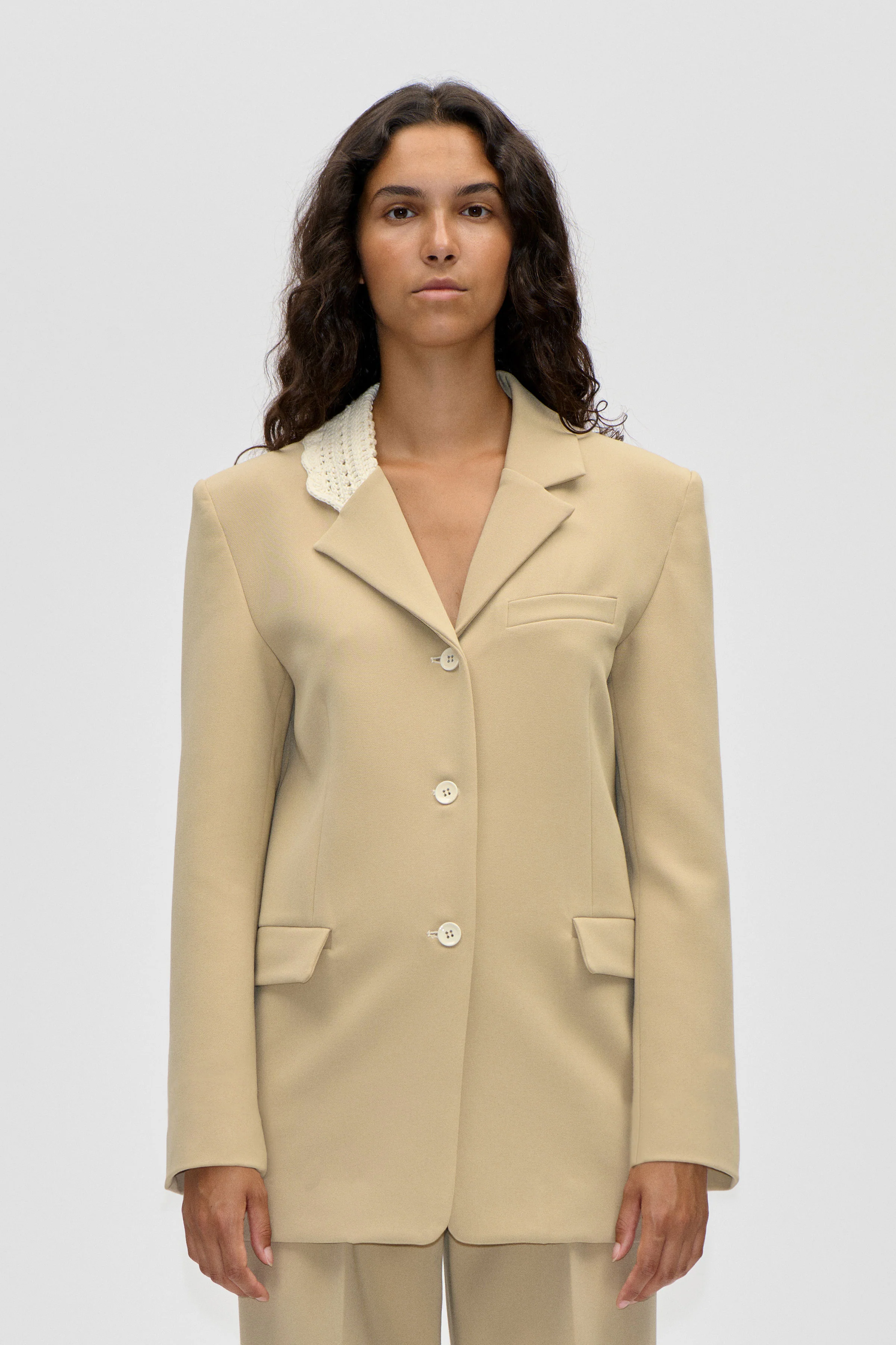 Detailed Tailored Blazer - Ecru