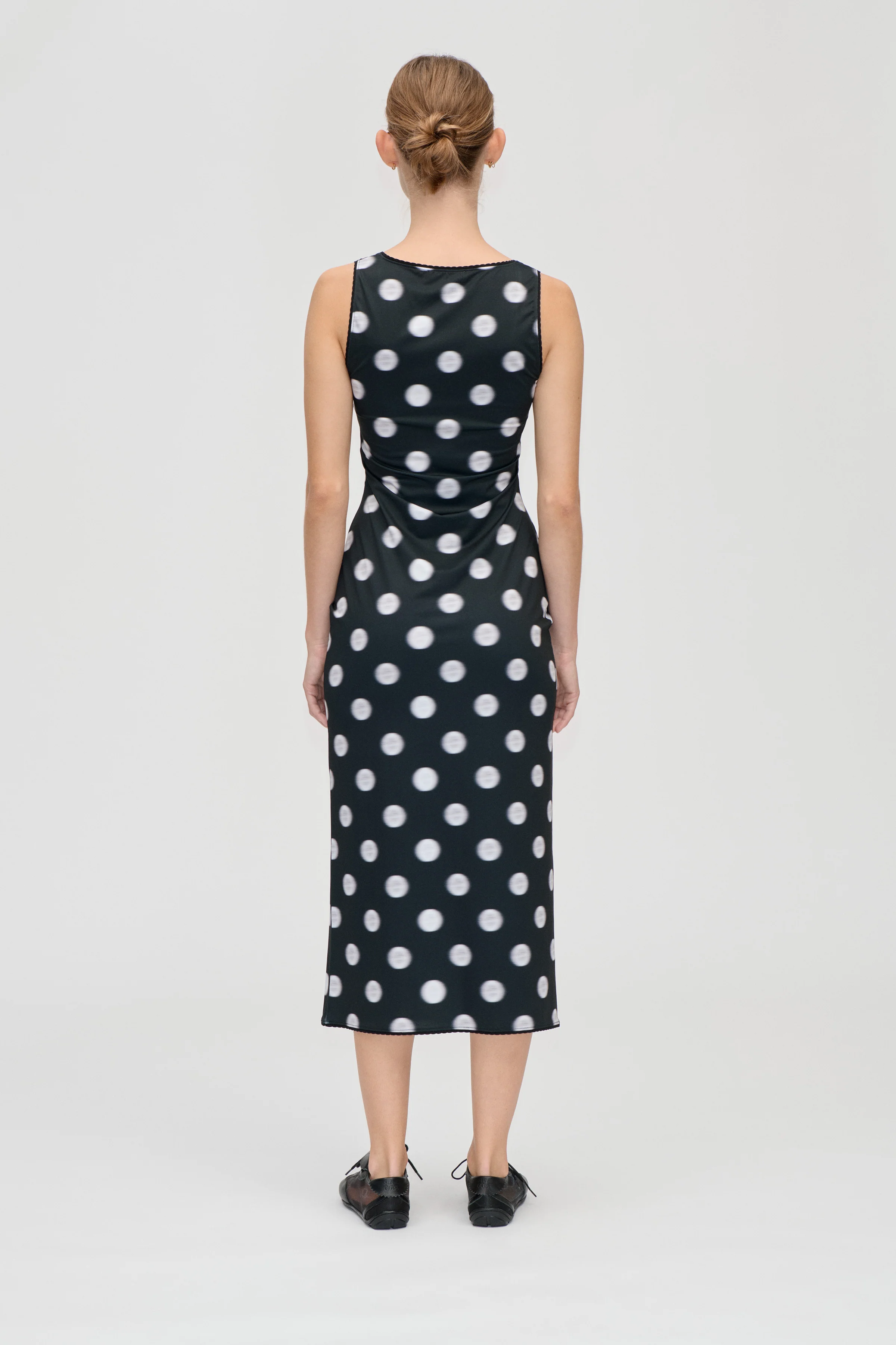 Elastic Deep Neckline Tank Dress - Dots in Motion - Image 2