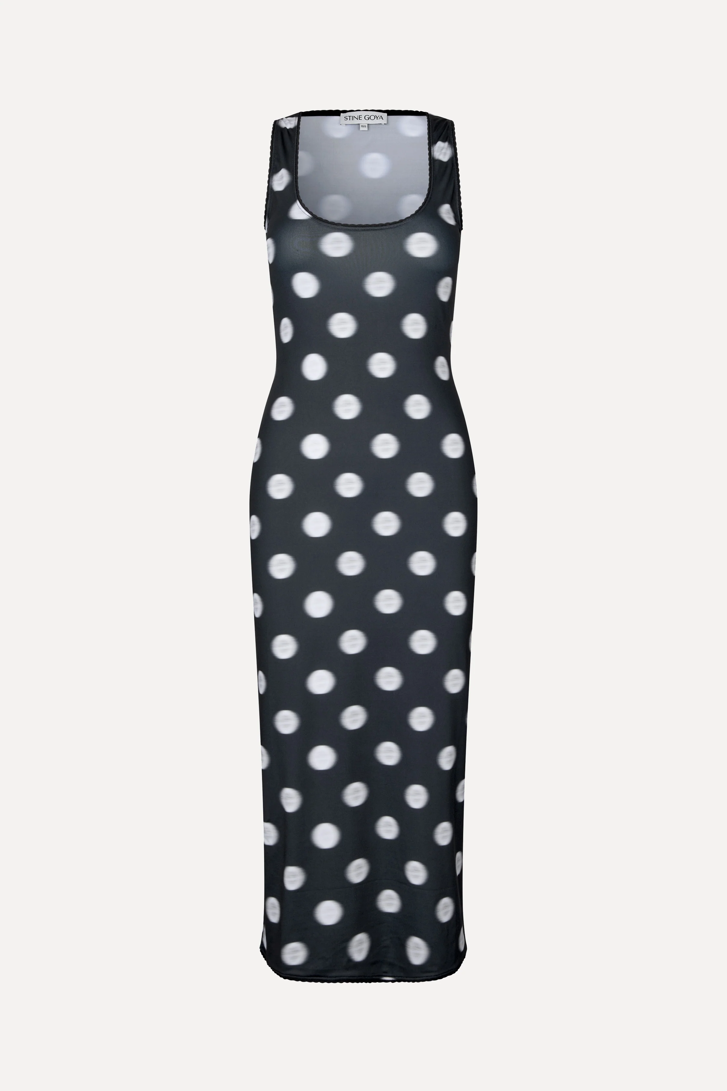 Elastic Deep Neckline Tank Dress - Dots in Motion - Image 3
