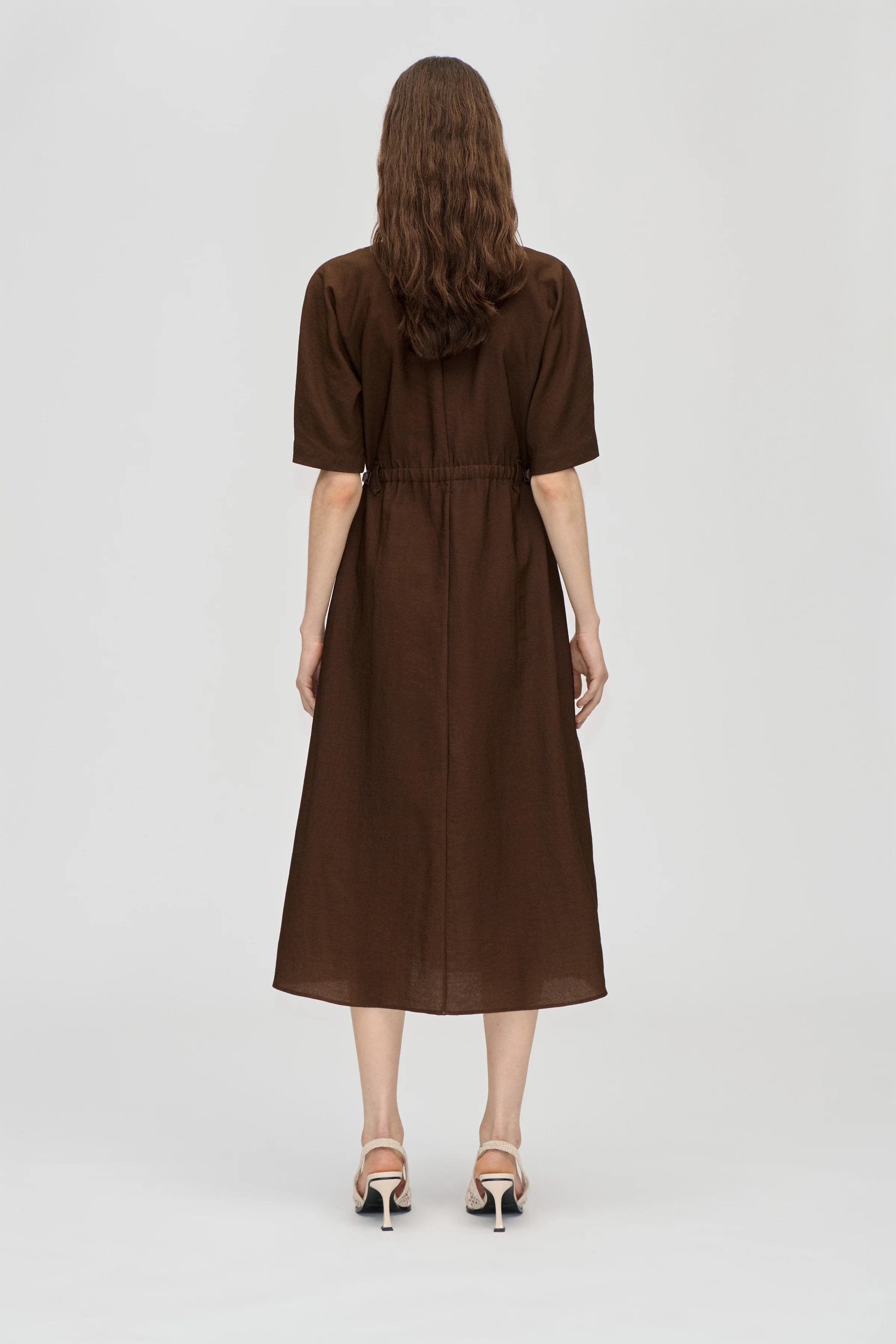 Elastic Detail Midi Dress - Bow - Image 2