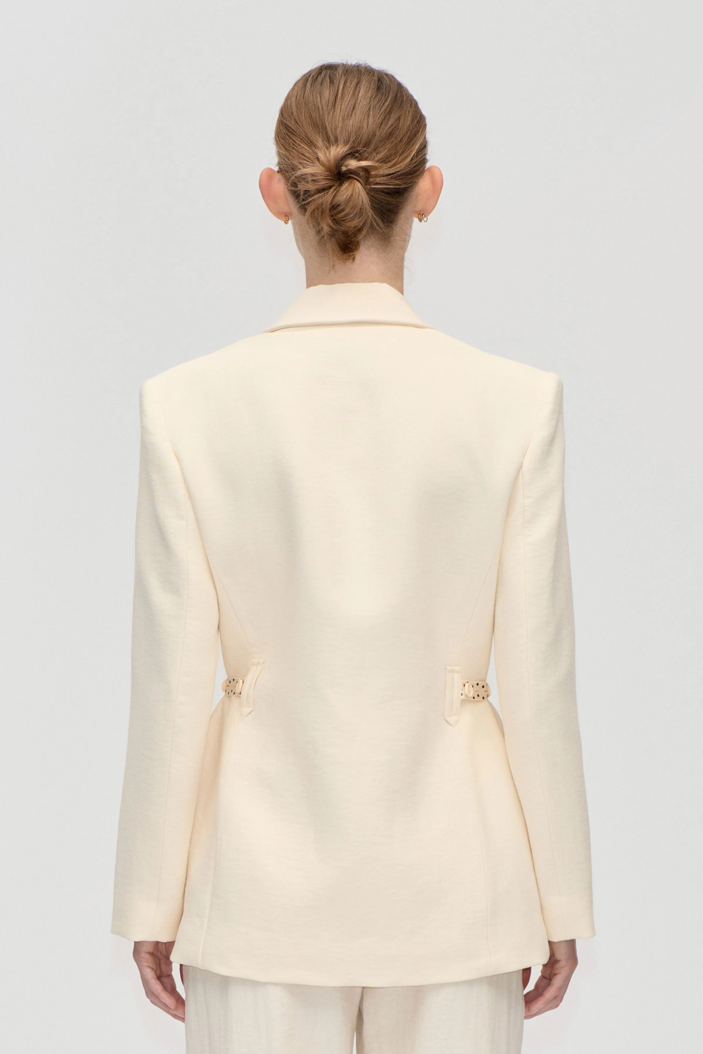 Elastic Detail Tailoring Blazer - Eggnog - Image 3
