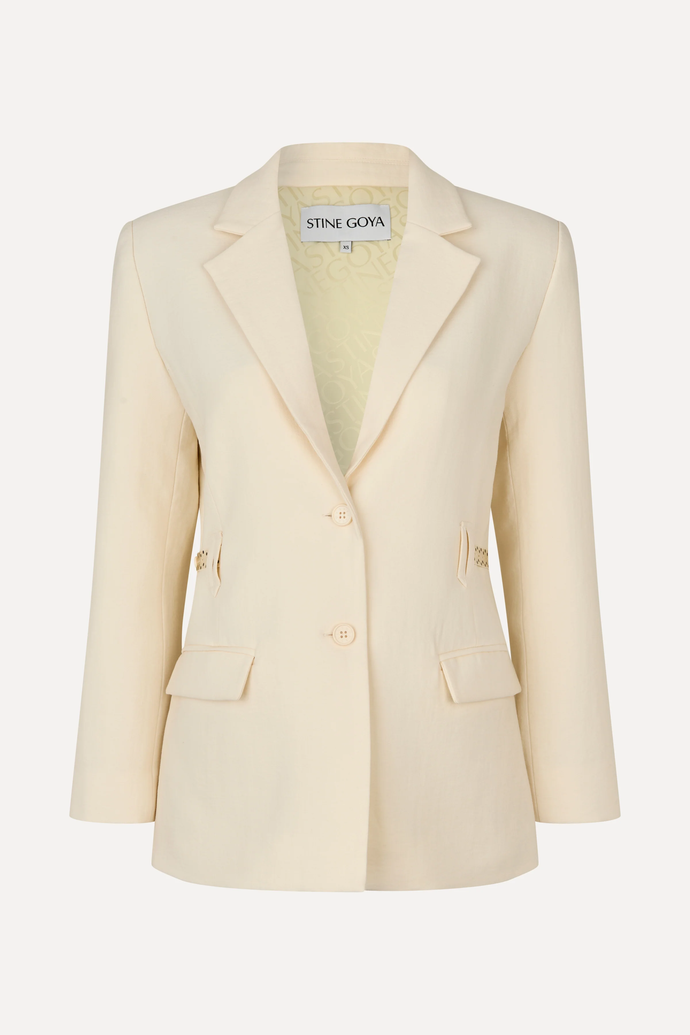 Elastic Detail Tailoring Blazer - Eggnog - Image 4