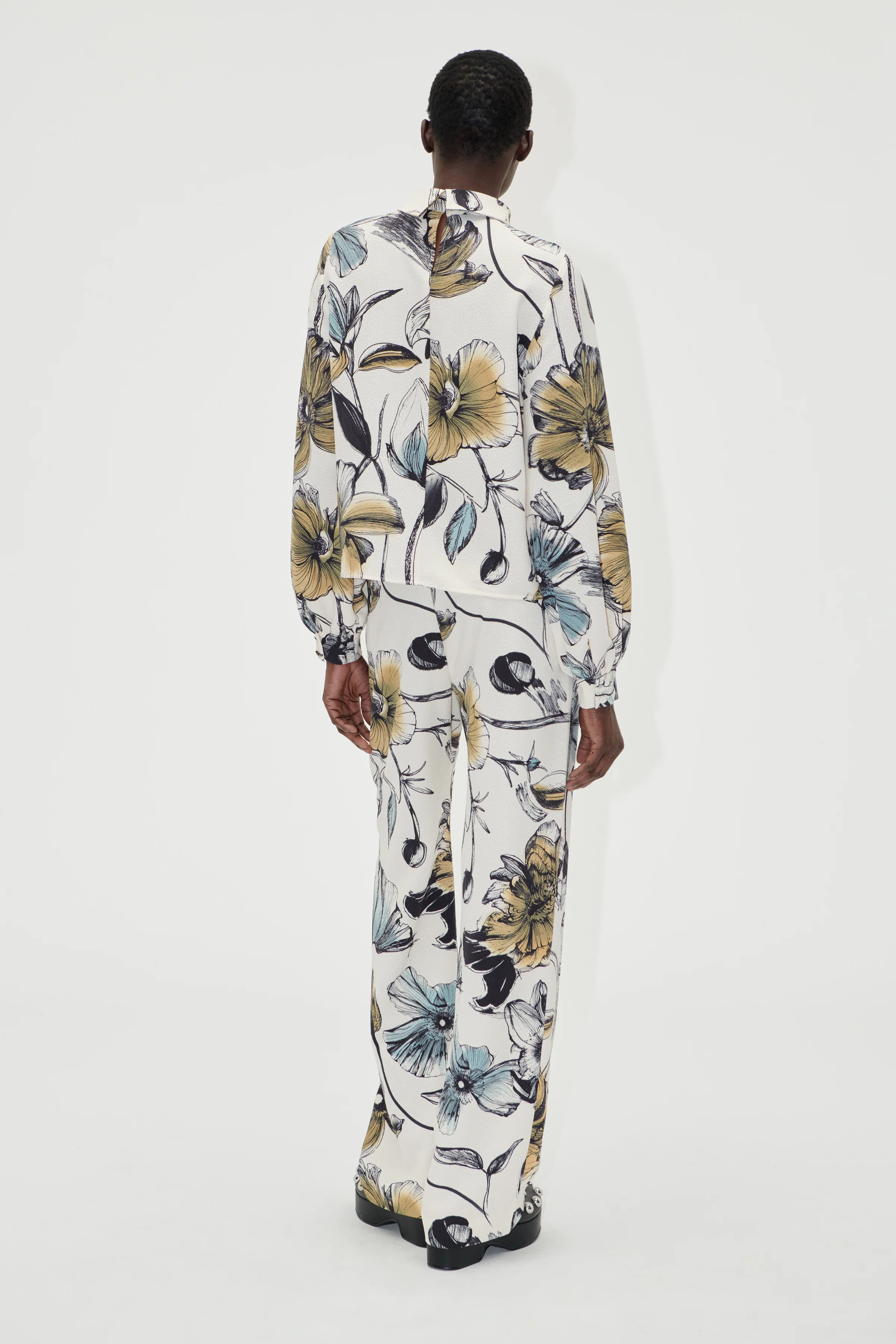 Elasticated Long Pants - Fine Line Poppies - Image 4