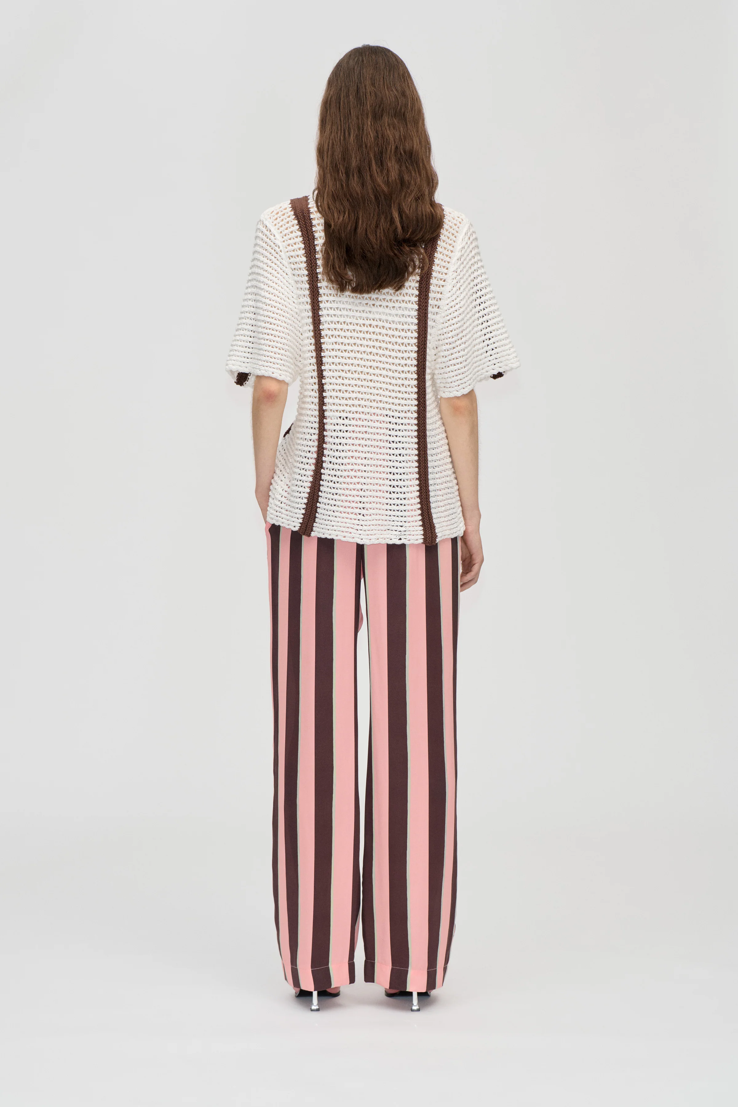 Elasticated Long Pants - Rosewood Mint Stripes - Image 2