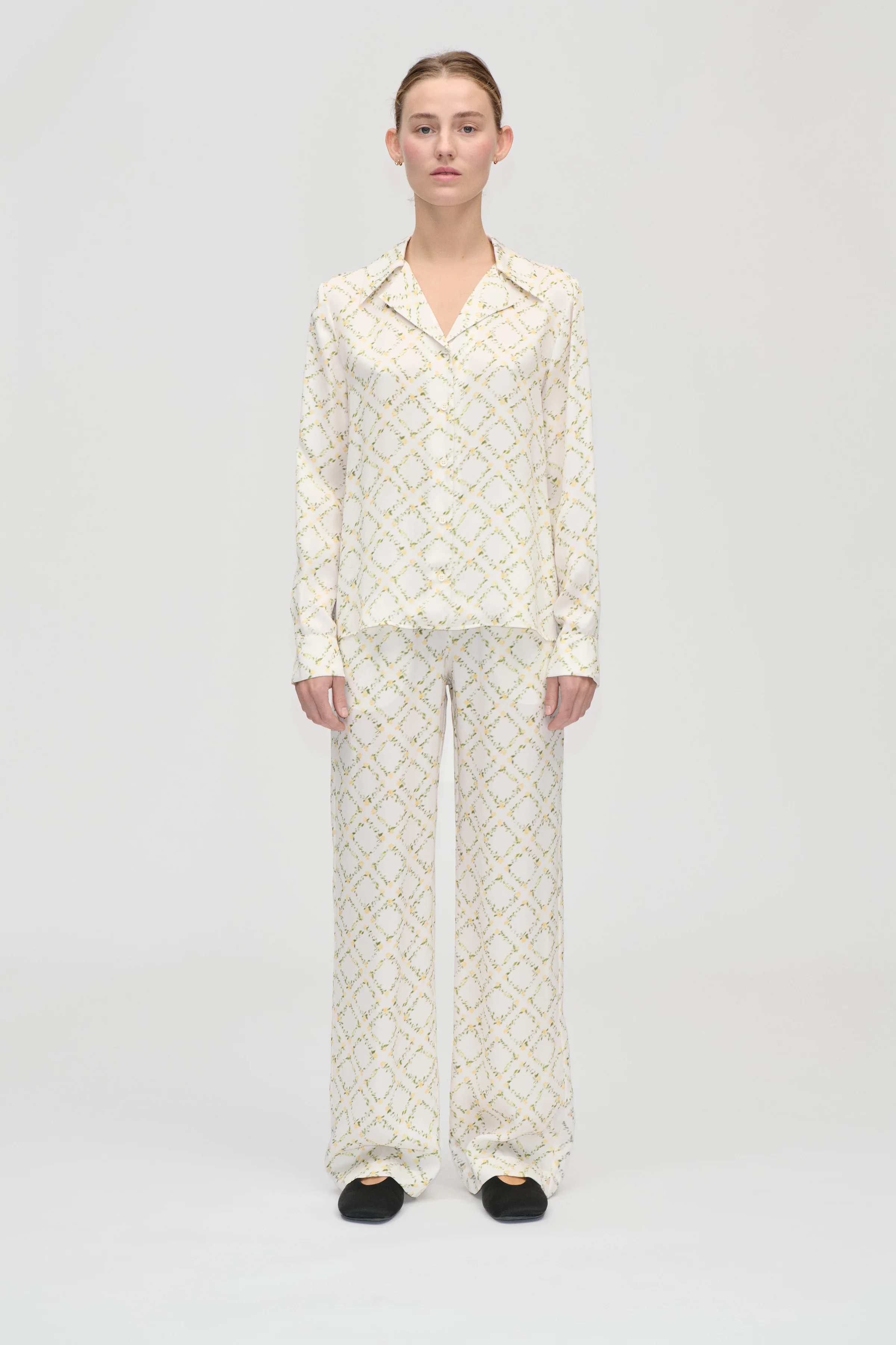 Elasticated Long Pants - Sakura Check Yellow