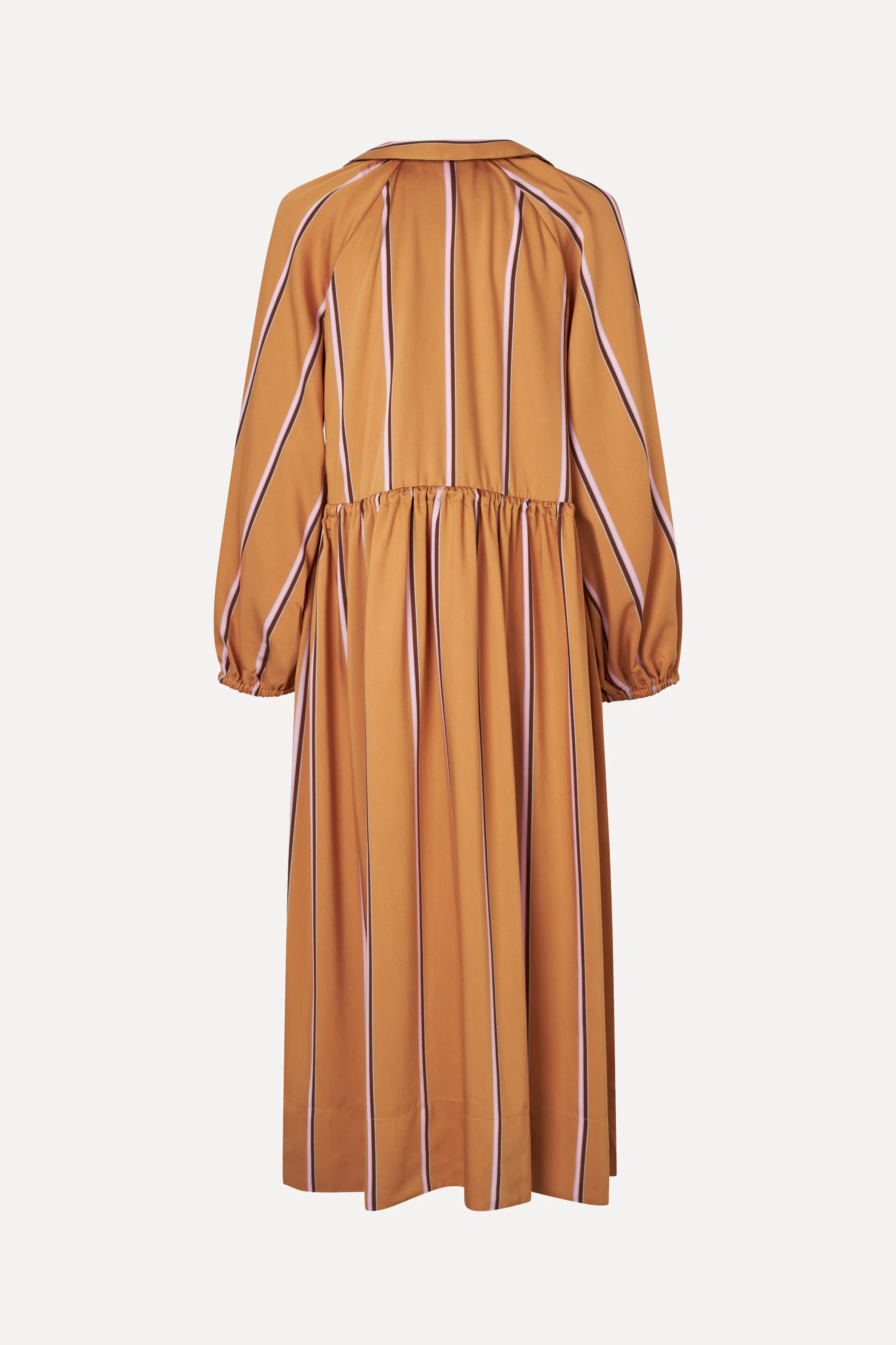 Elasticated Midi Dress - Cocoa Stripes - Image 2