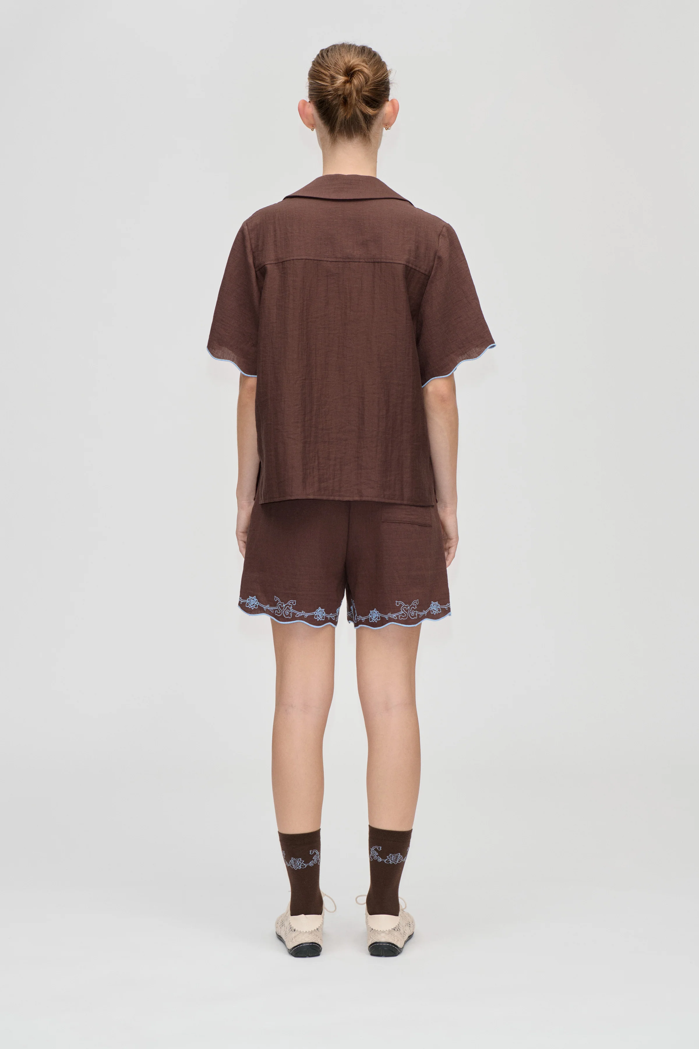 Elasticated Shorts - Roses Embroidery - Image 2
