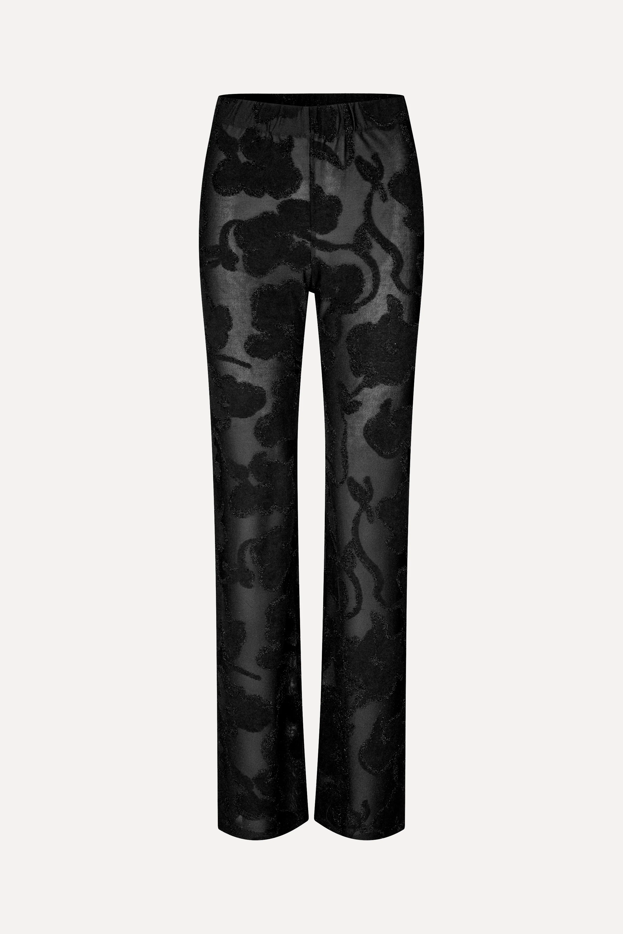 Elasticated Straight Long Pants - Black Petunias - Image 3