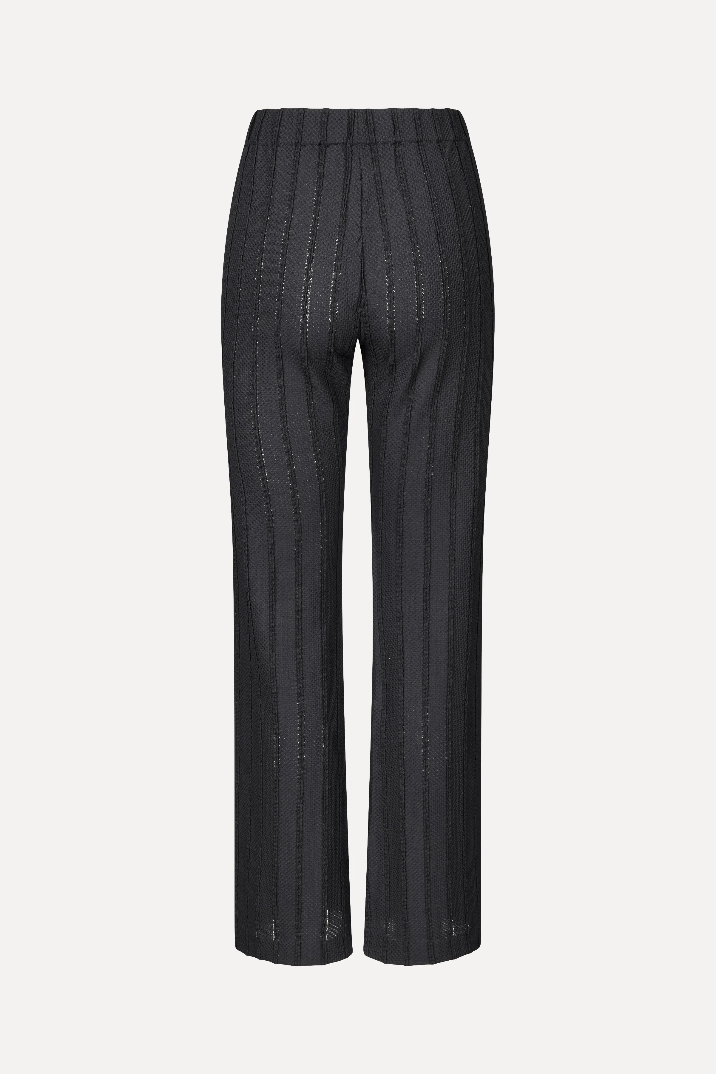 Elasticated Straight Long Pants - Black / White - Image 2