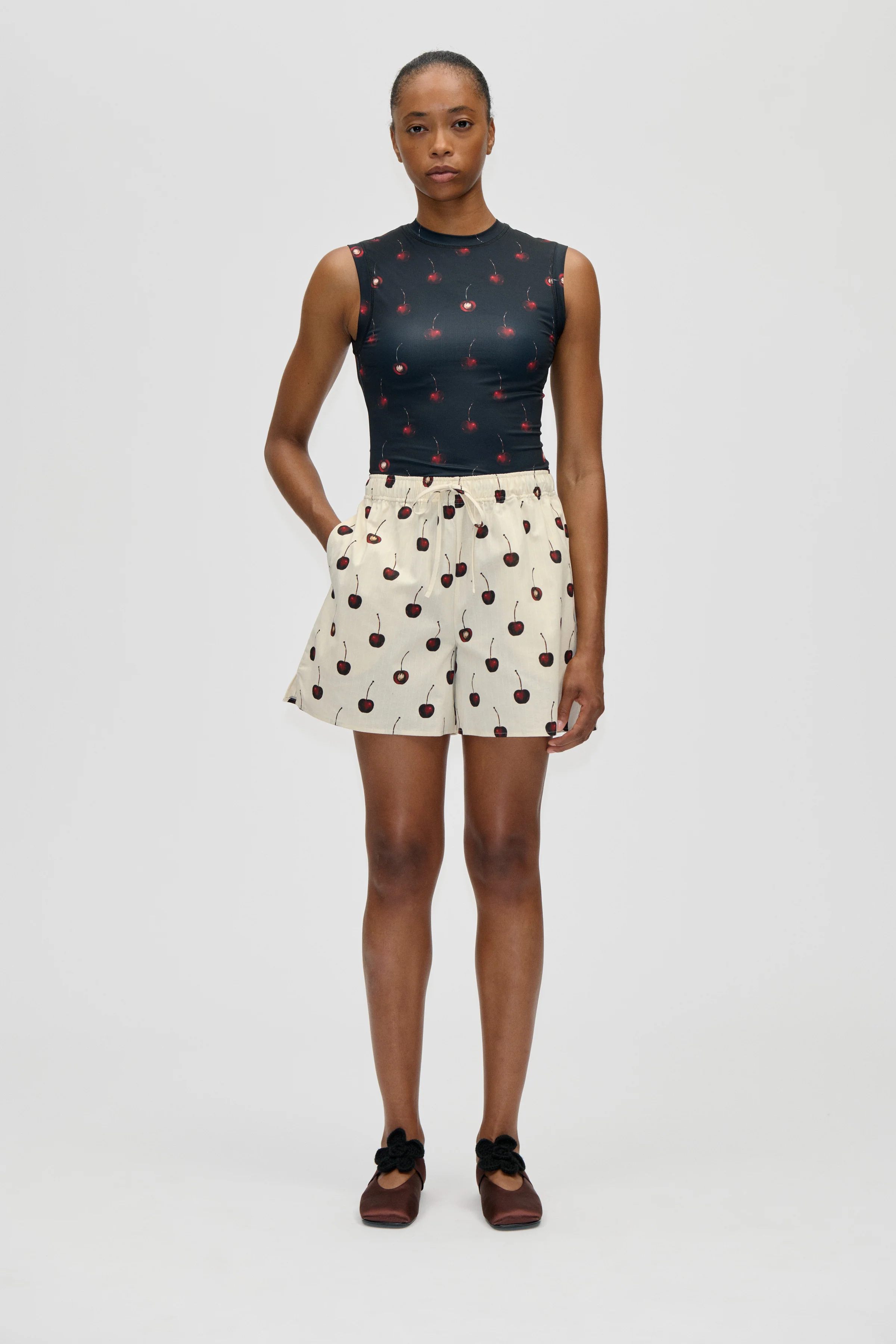 Elasticated Waistband Shorts - Cherries