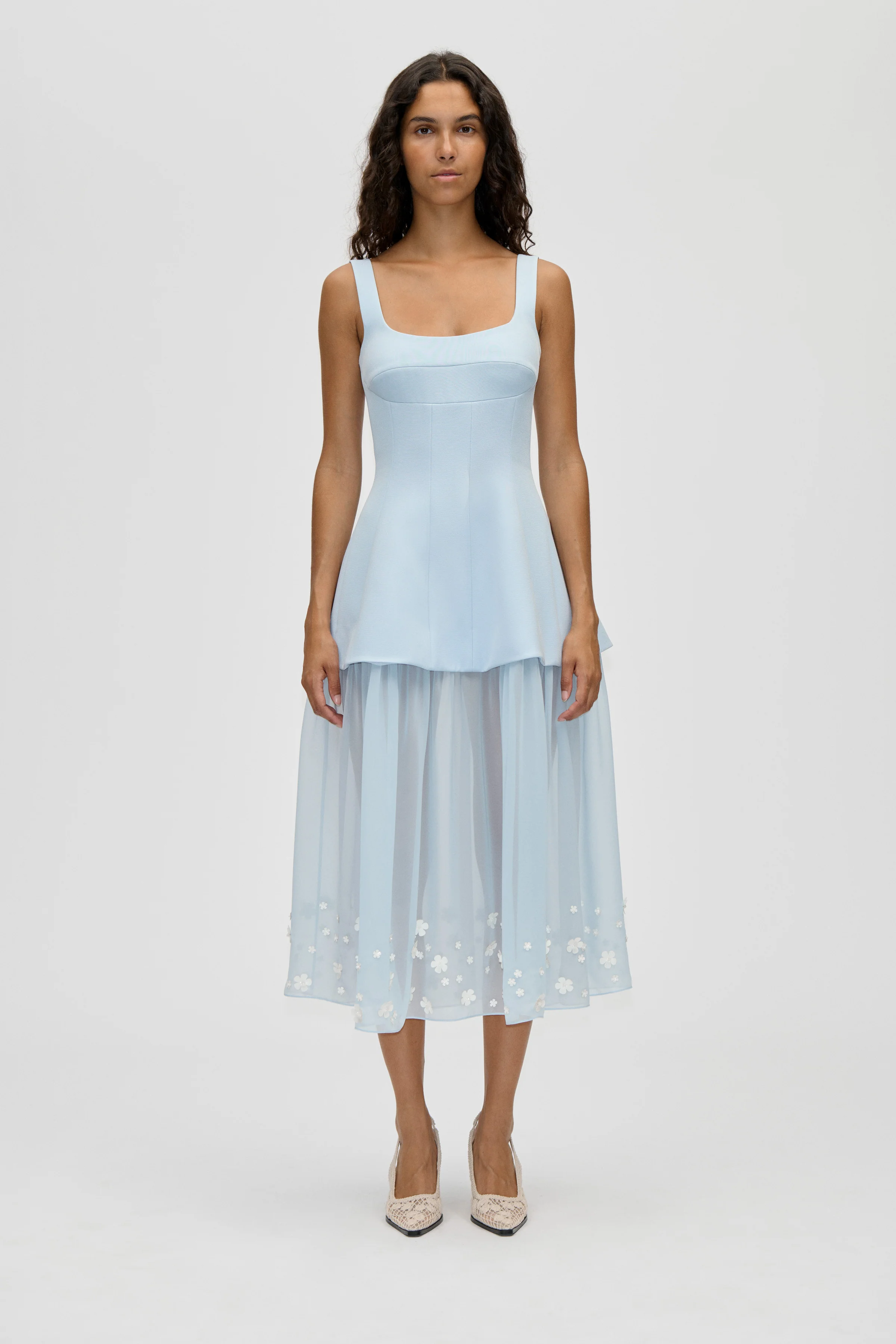 Elevated Bustier Dress - Light Blue Bloom