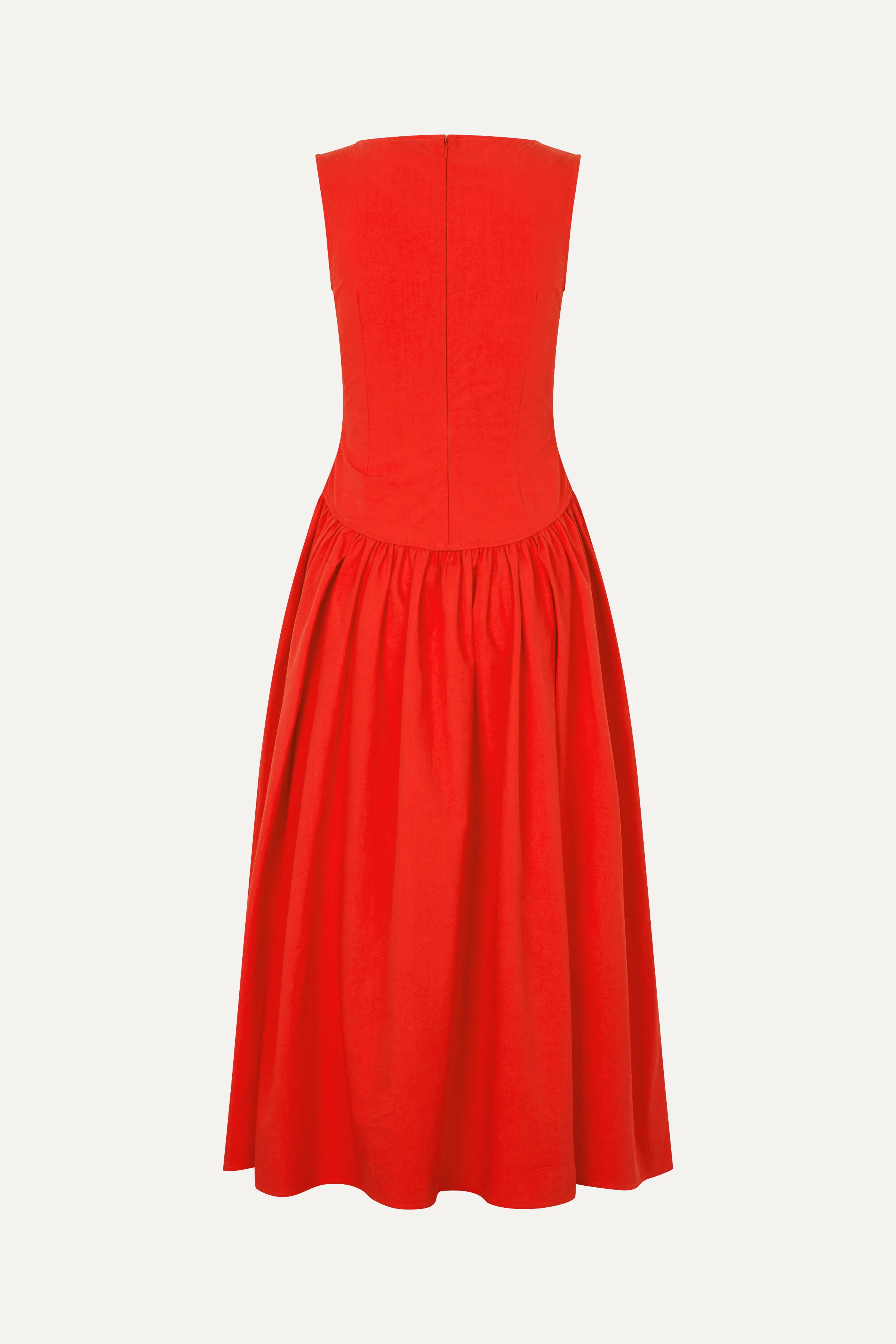 Embroidered Midi Dress - Fiery Red - Image 4