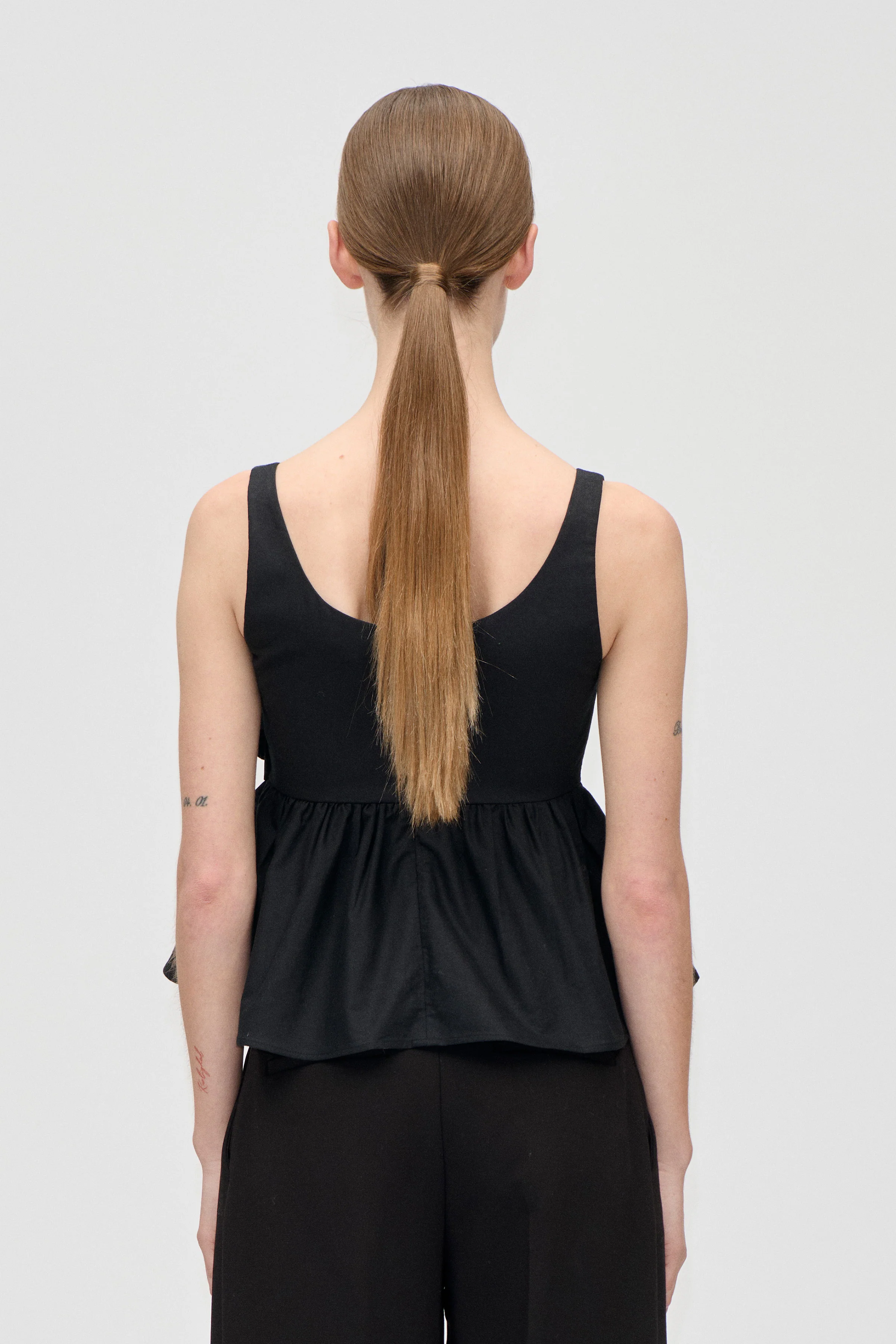 Floral Peplum Top - Jet Black - Image 2