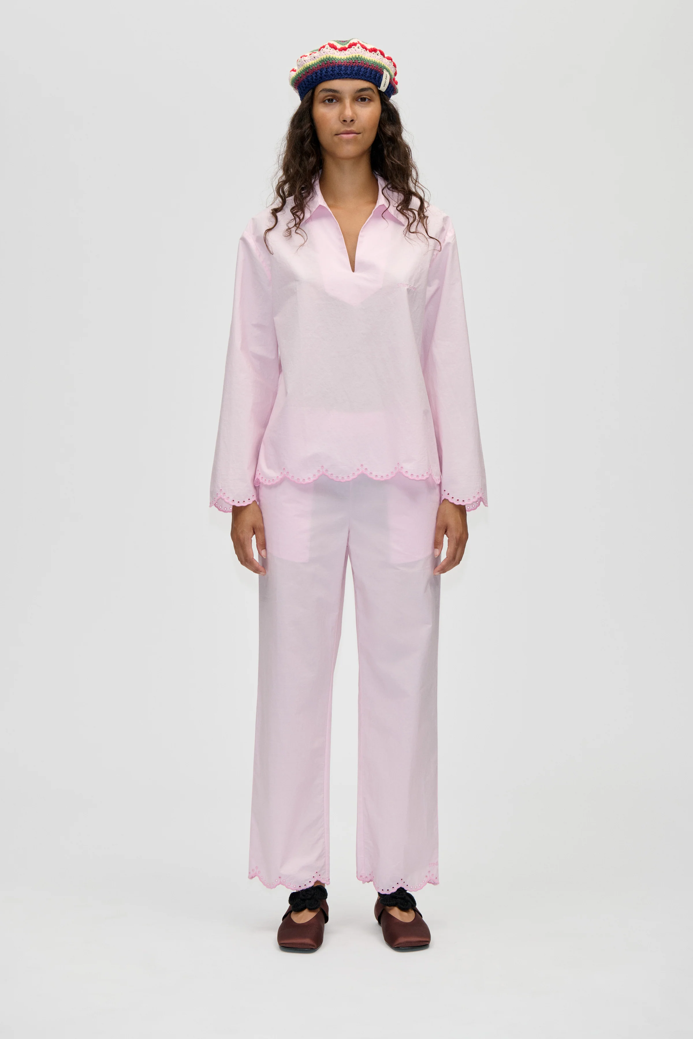 Flowy Elasticated Waist Pants - Muted Blush