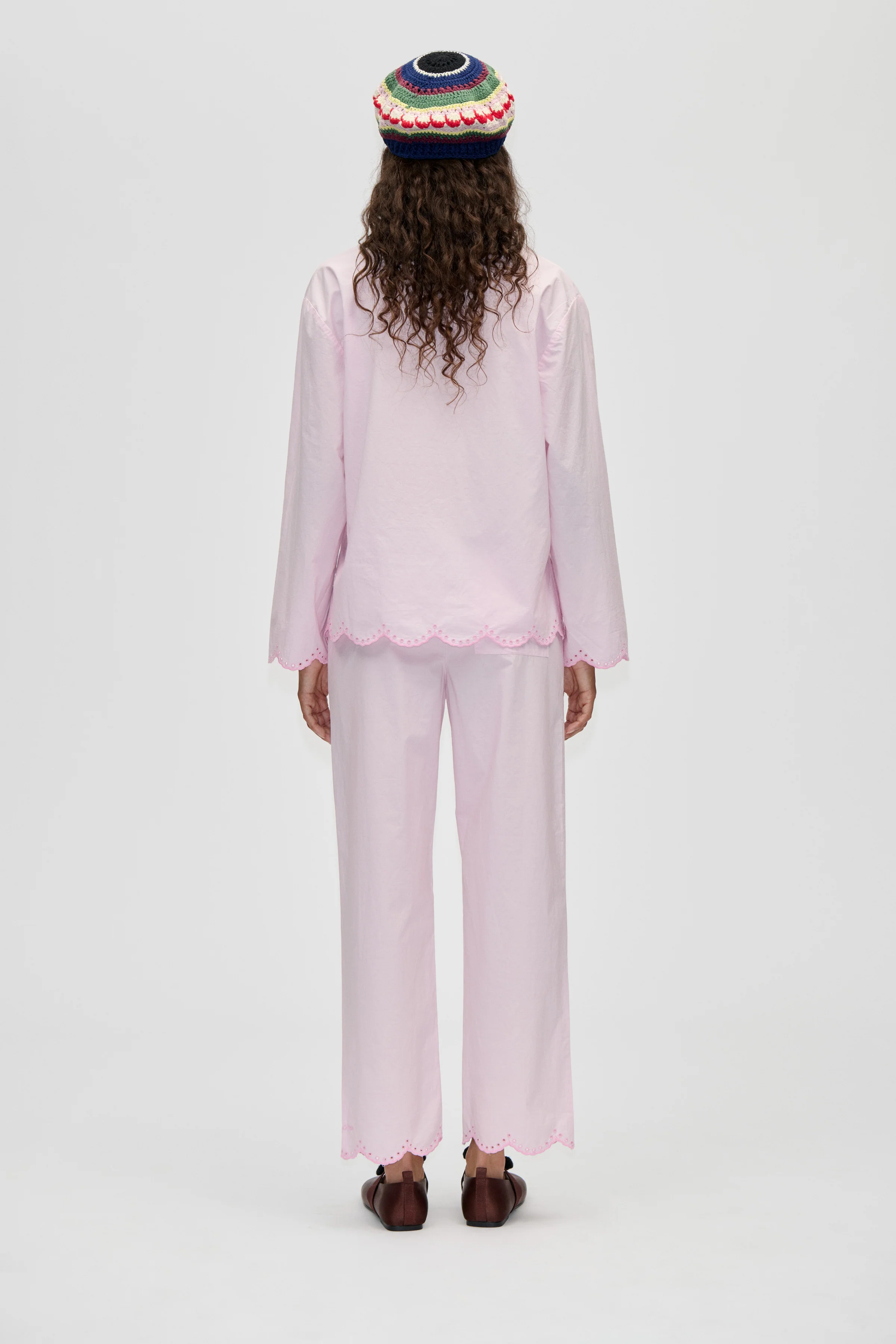 Flowy Elasticated Waist Pants - Muted Blush - Image 2