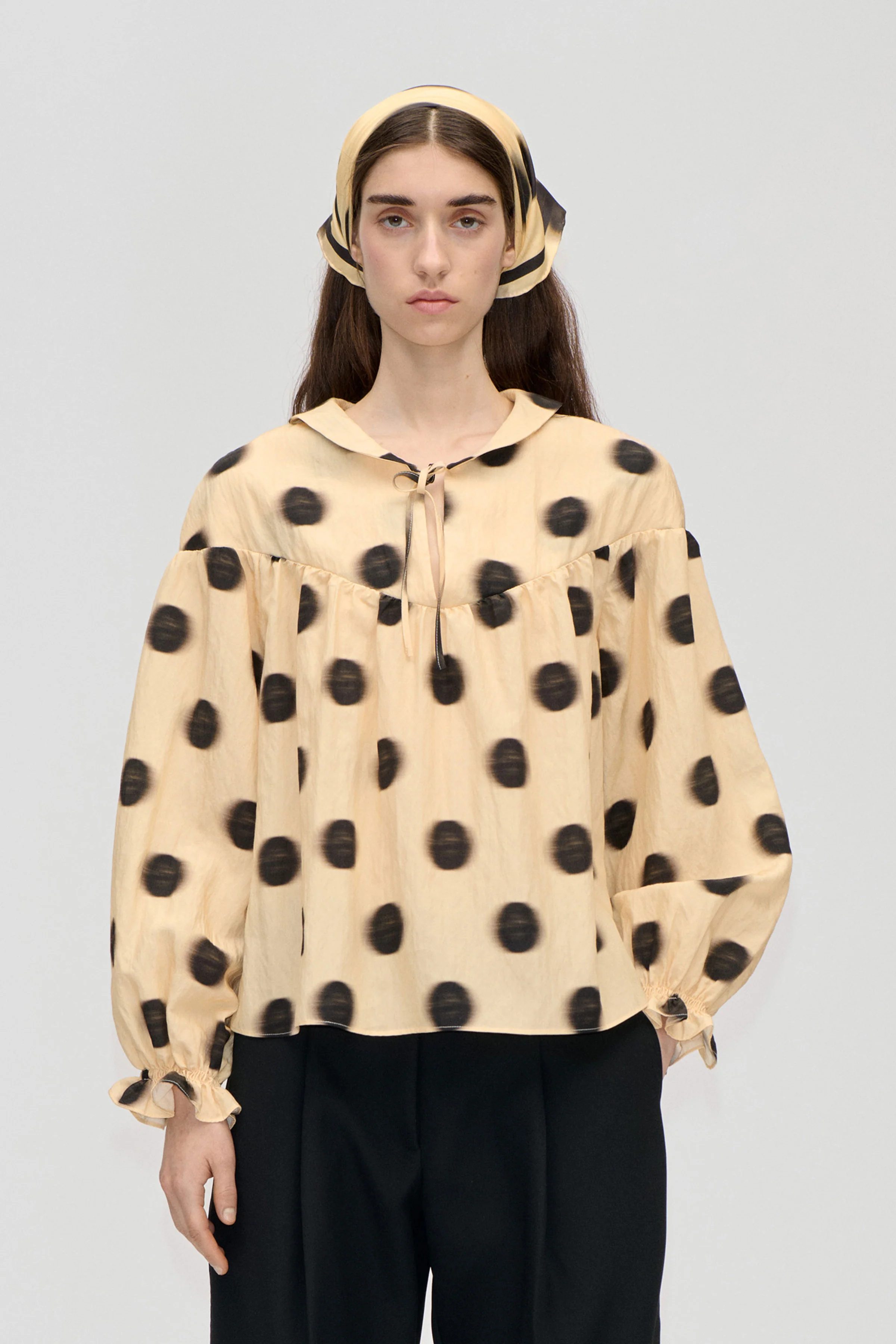 Front Detail Long Sleeve Top - Dots in Motion