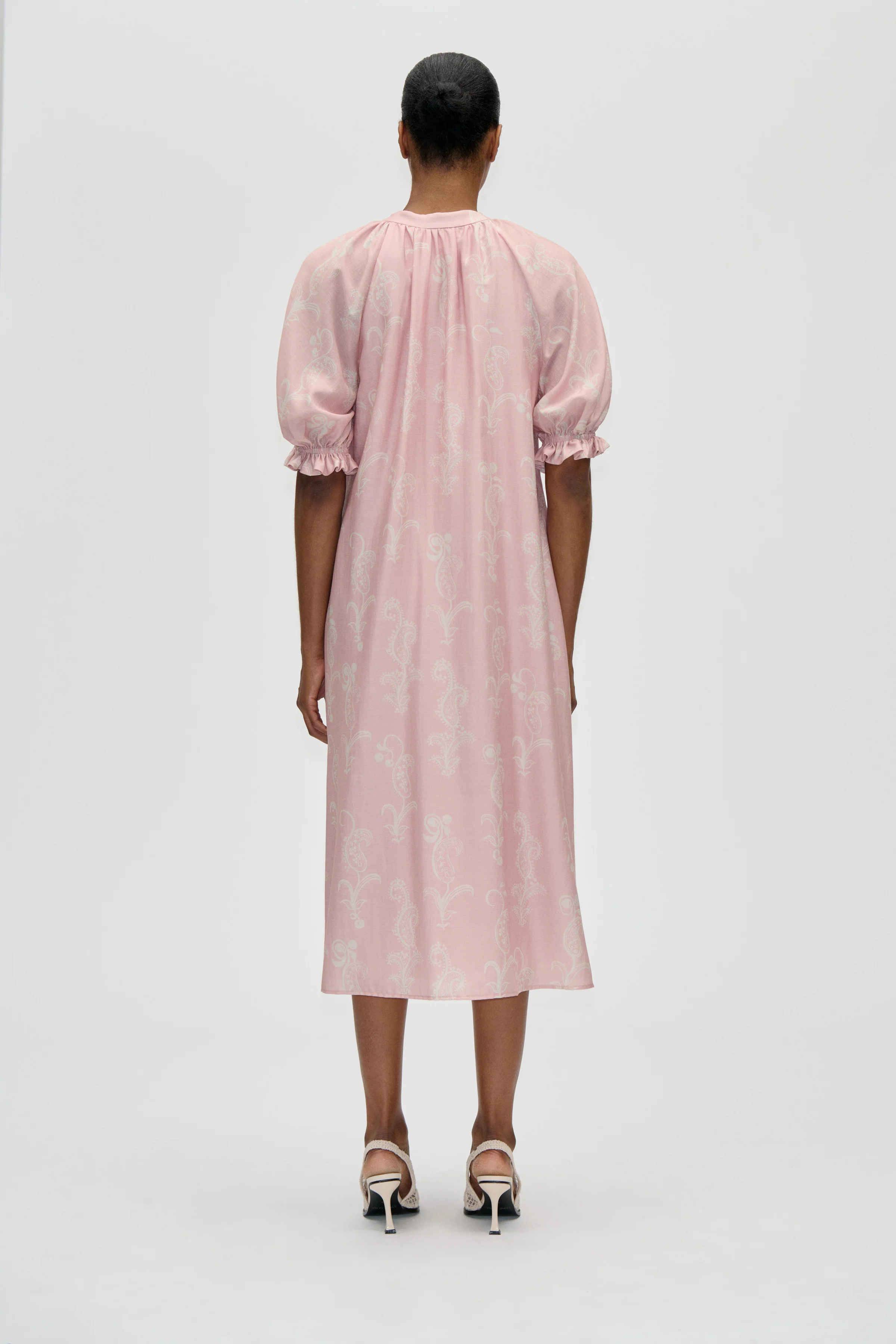 Front Placket Long Dress - Cherries On A Paisley - Image 2