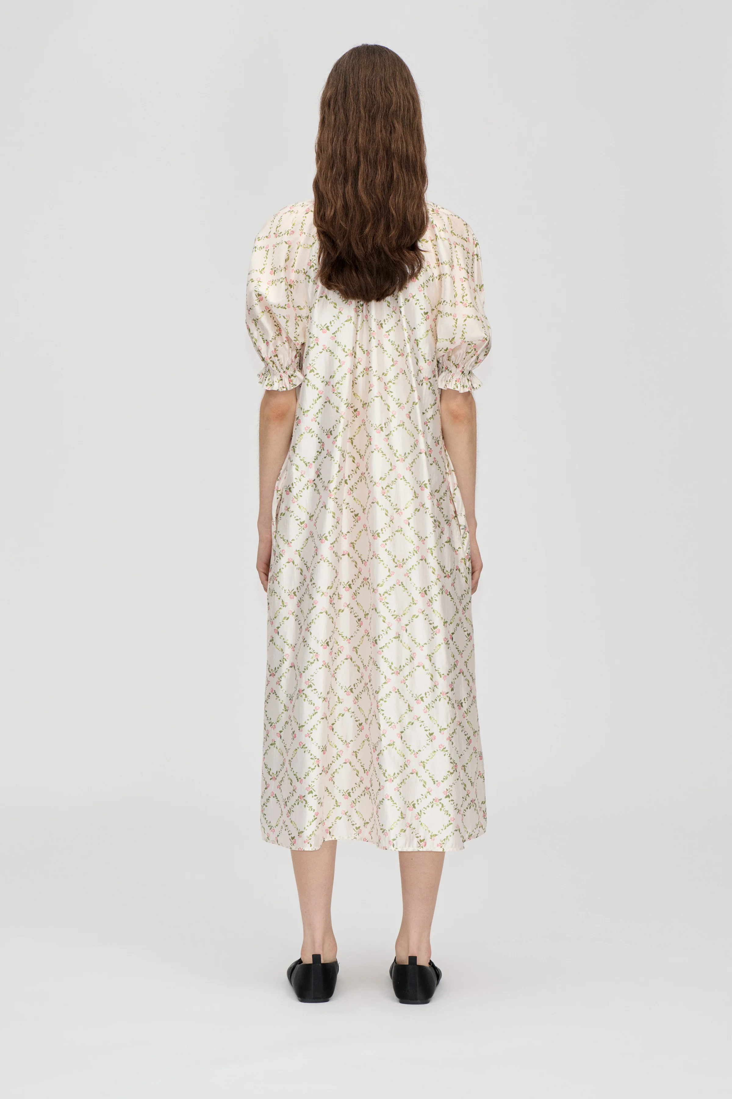 Front Placket Long Dress - Sakura Check Pink - Image 2