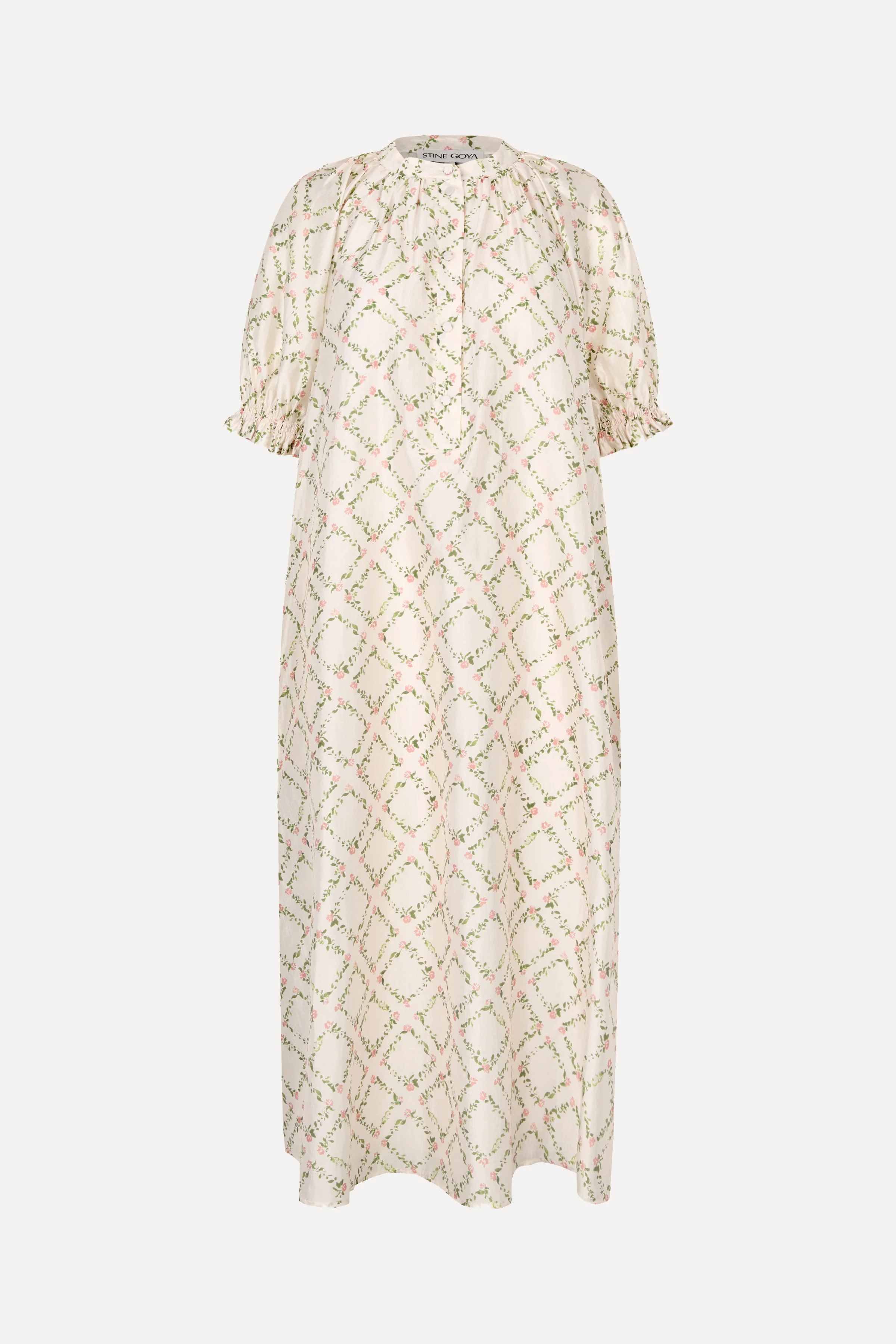 Front Placket Long Dress - Sakura Check Pink - Image 3