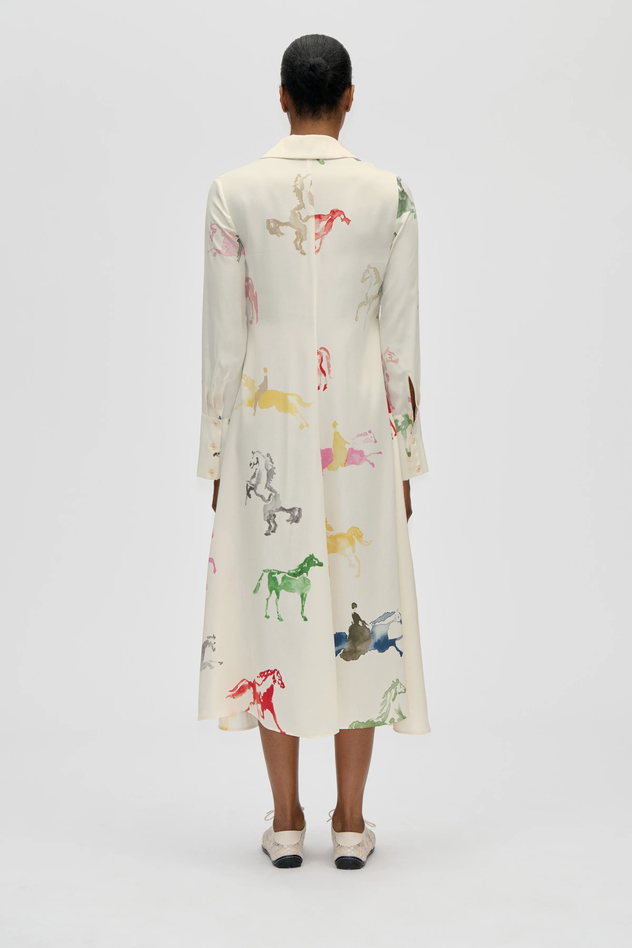 Front Placket Midi Polo Dress - Horses - Image 2